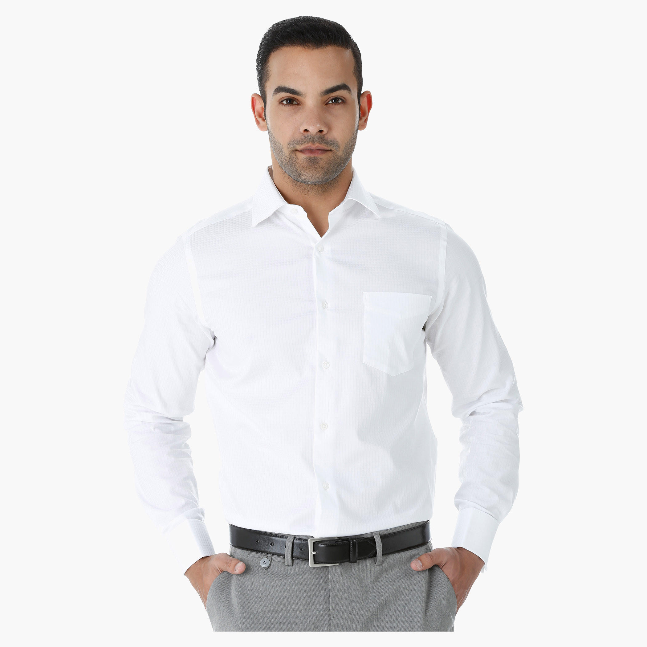Cotton Textured Formal Shirt with Long Sleeves-men-clothing-shirts-image-1