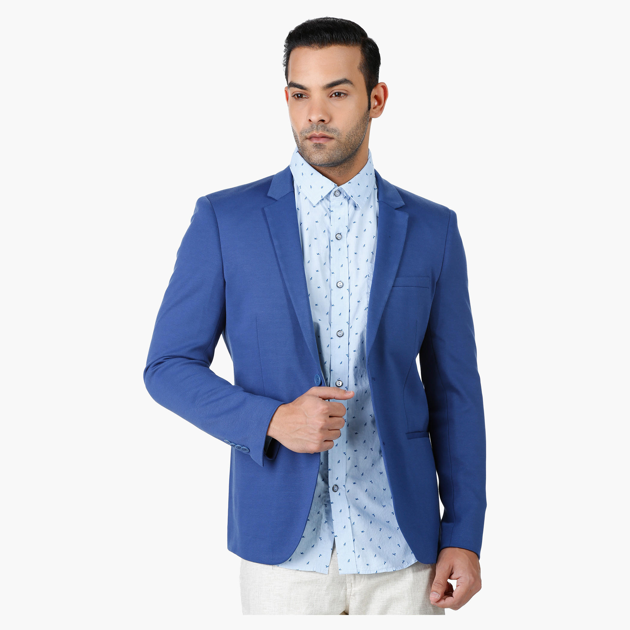 Textured Formal Jacket with Notch Lapel in Slim Fit-men-winterwear-jacketsandblazers-image-1
