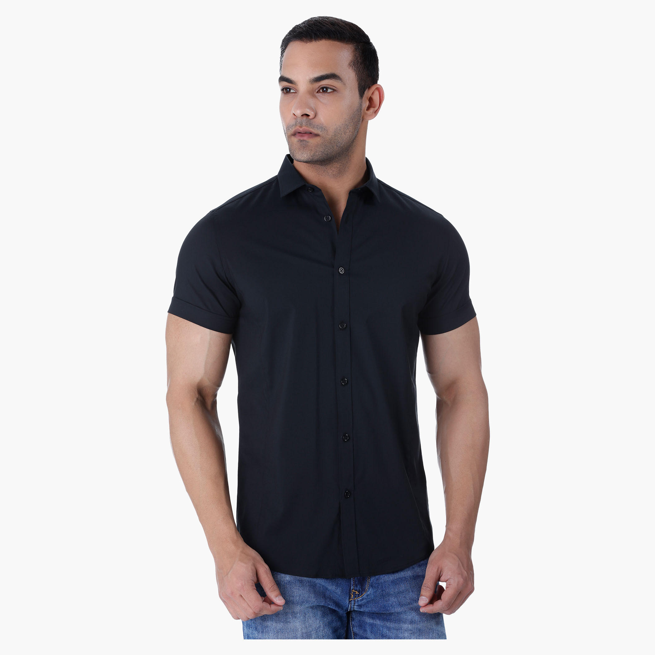 Basic Short-sleeved Shirt-men-clothing-shirts-image-5