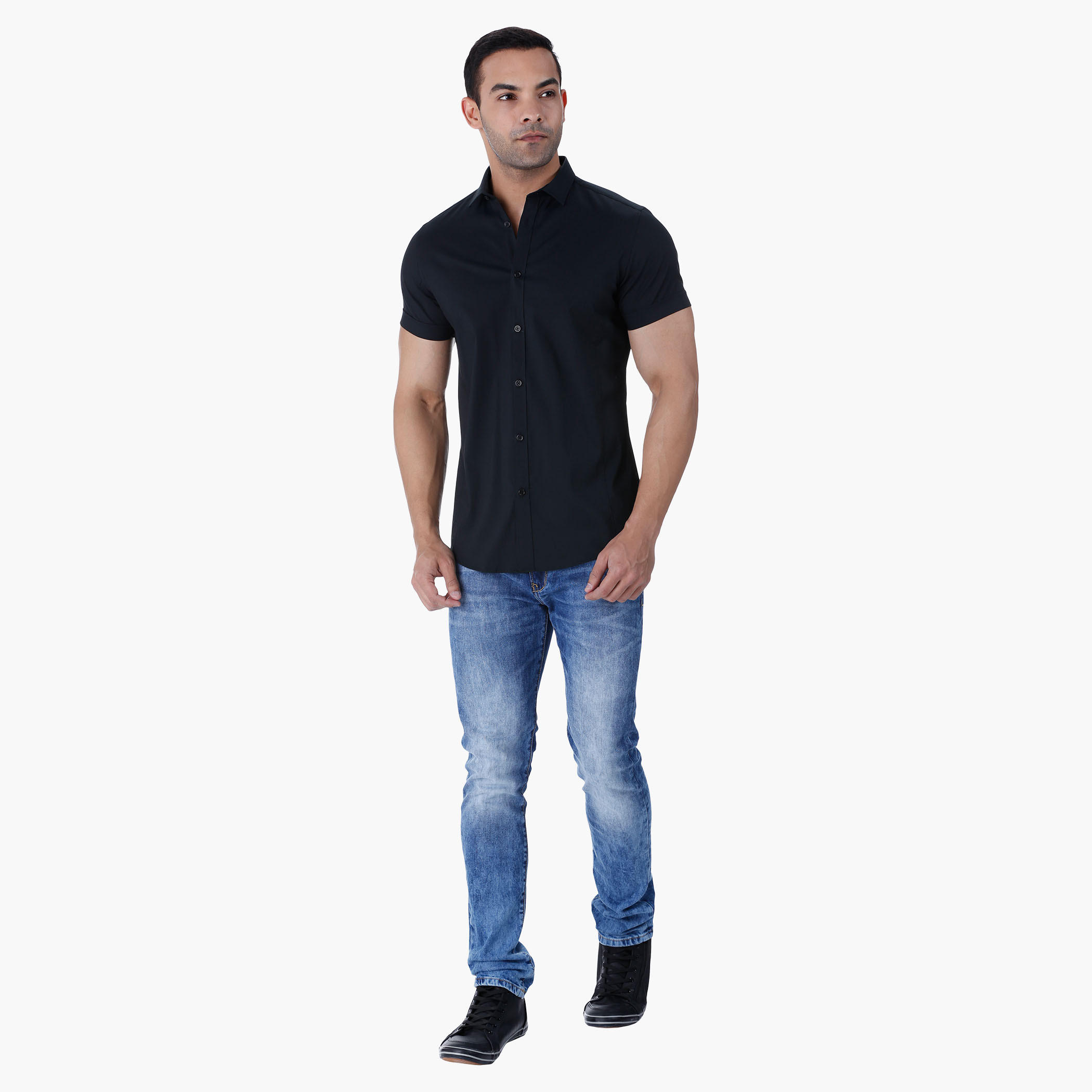 Basic Short-sleeved Shirt-men-clothing-shirts-image-1