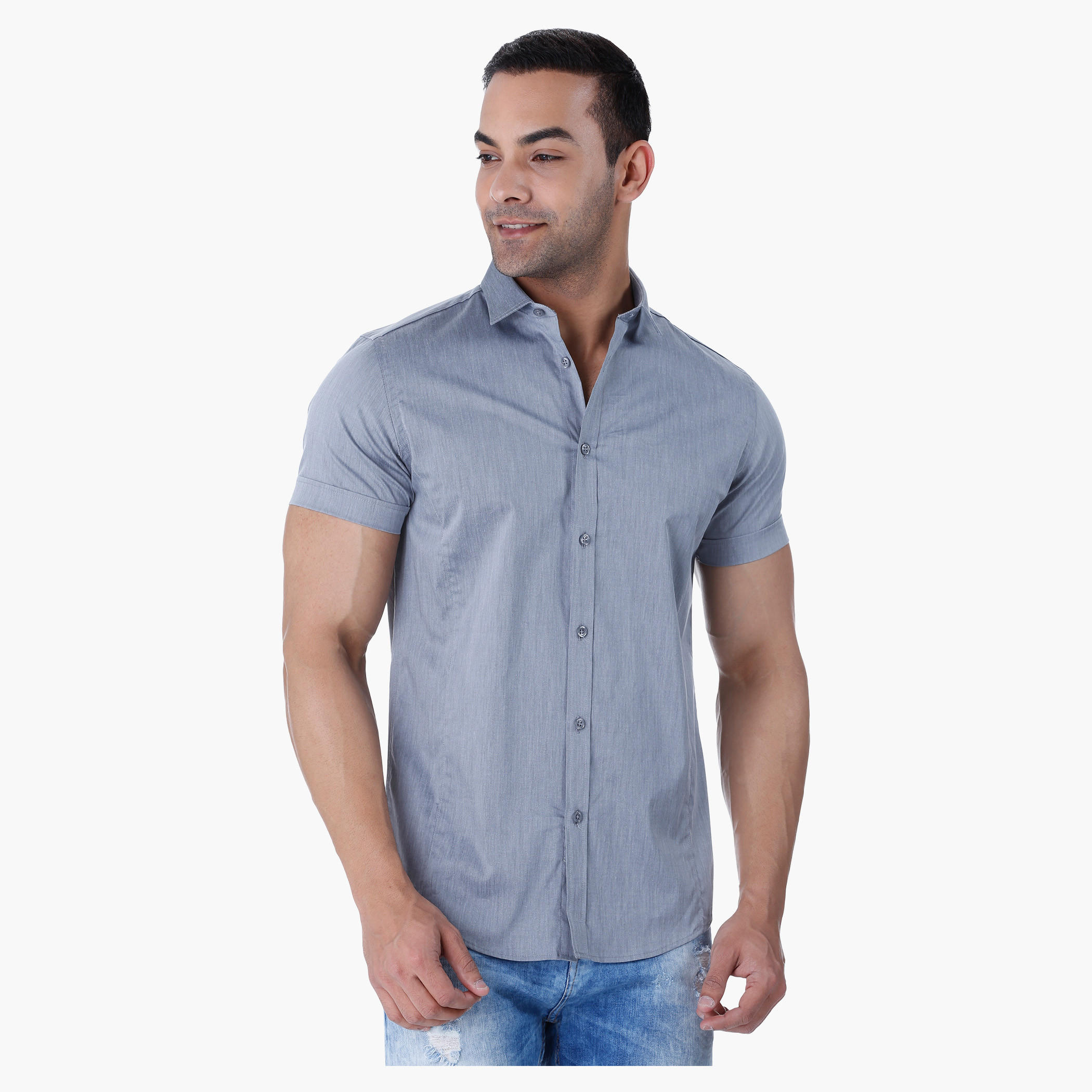Basic Short-sleeved Shirt-men-clothing-shirts-image-5