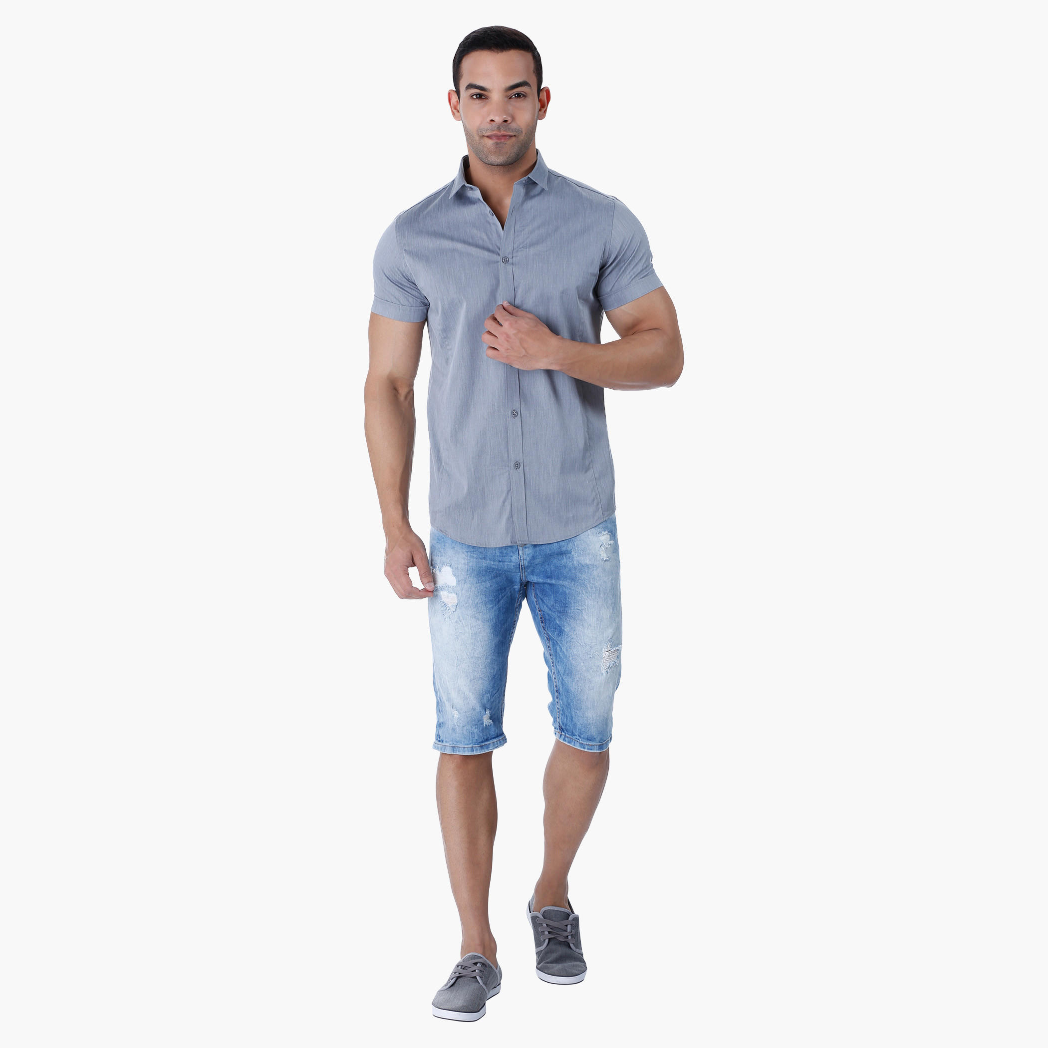 Basic Short-sleeved Shirt-men-clothing-shirts-image-1