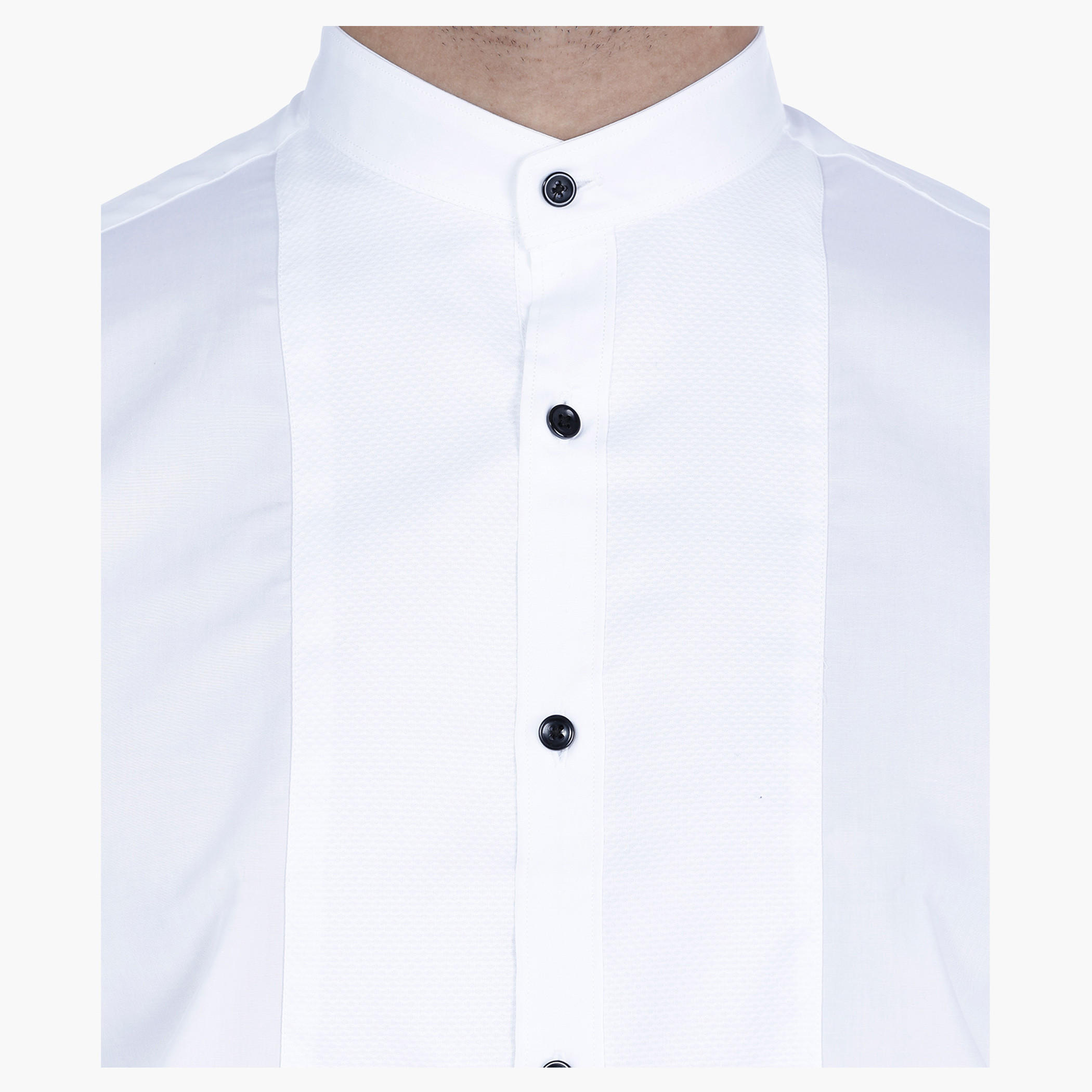 Mandarin Collar Bib Shirt with Long Sleeves-men-clothing-shirts-image-4