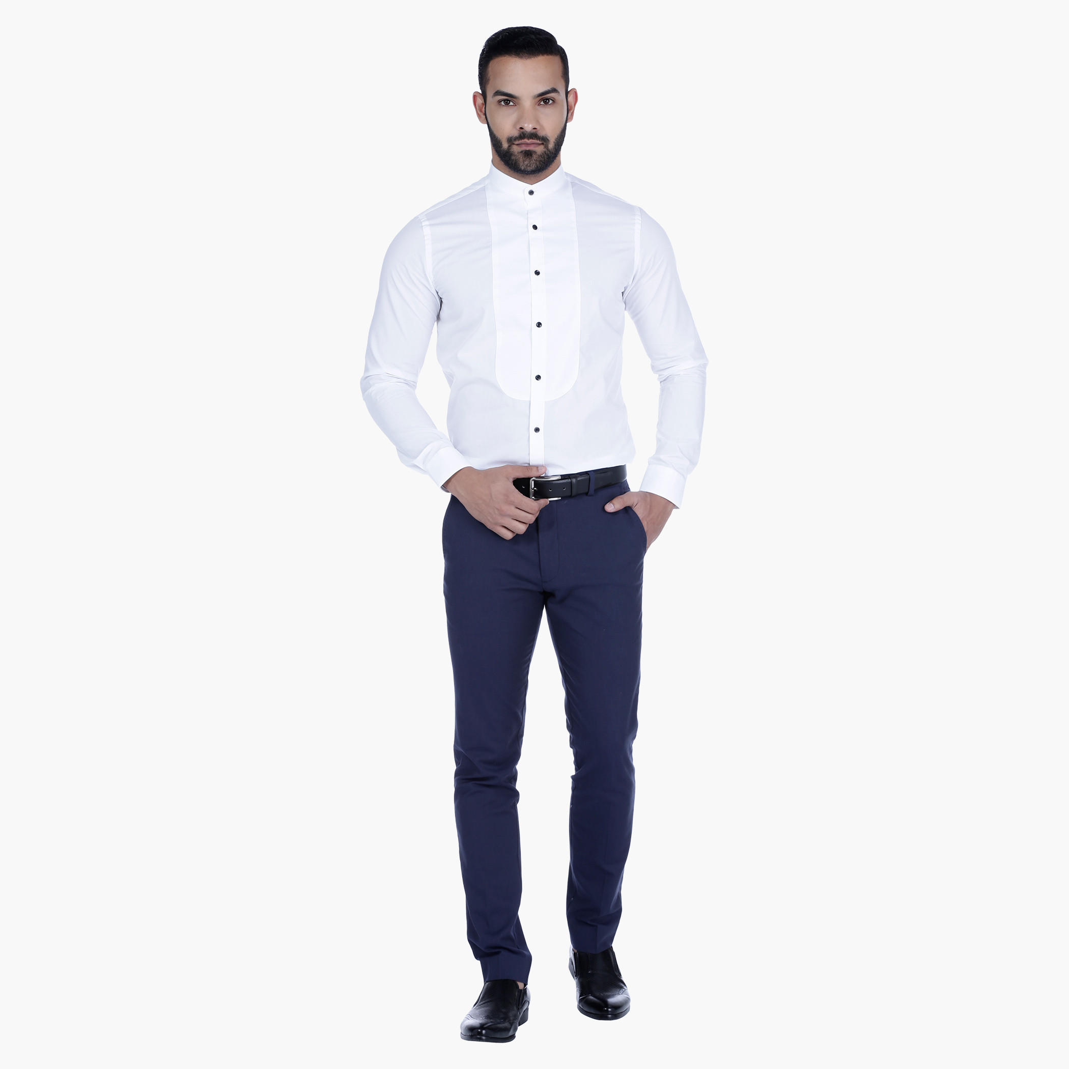 Mandarin Collar Bib Shirt with Long Sleeves-men-clothing-shirts-image-5