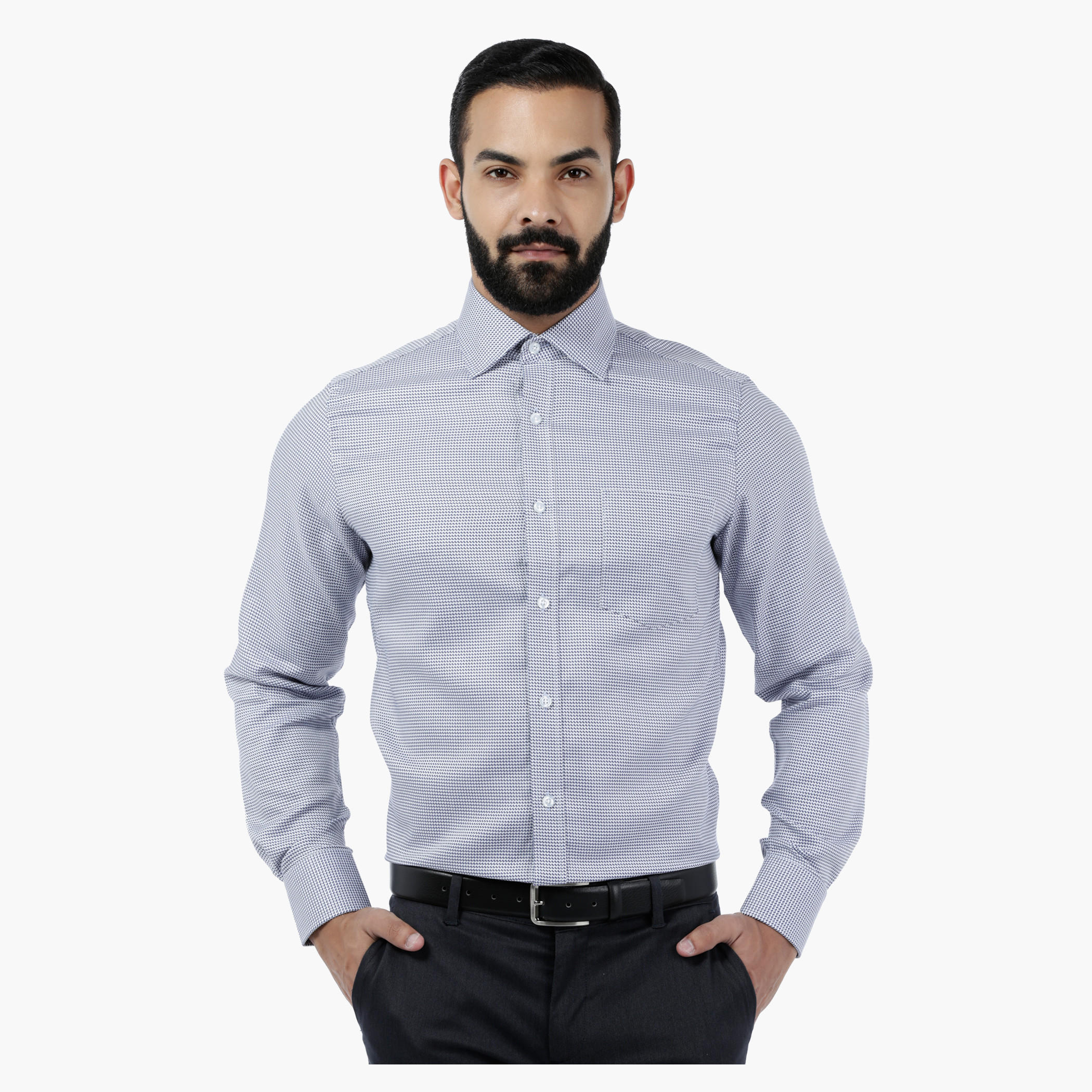 Textured Geometric Dobby Shirt-men-clothing-shirts-image-1