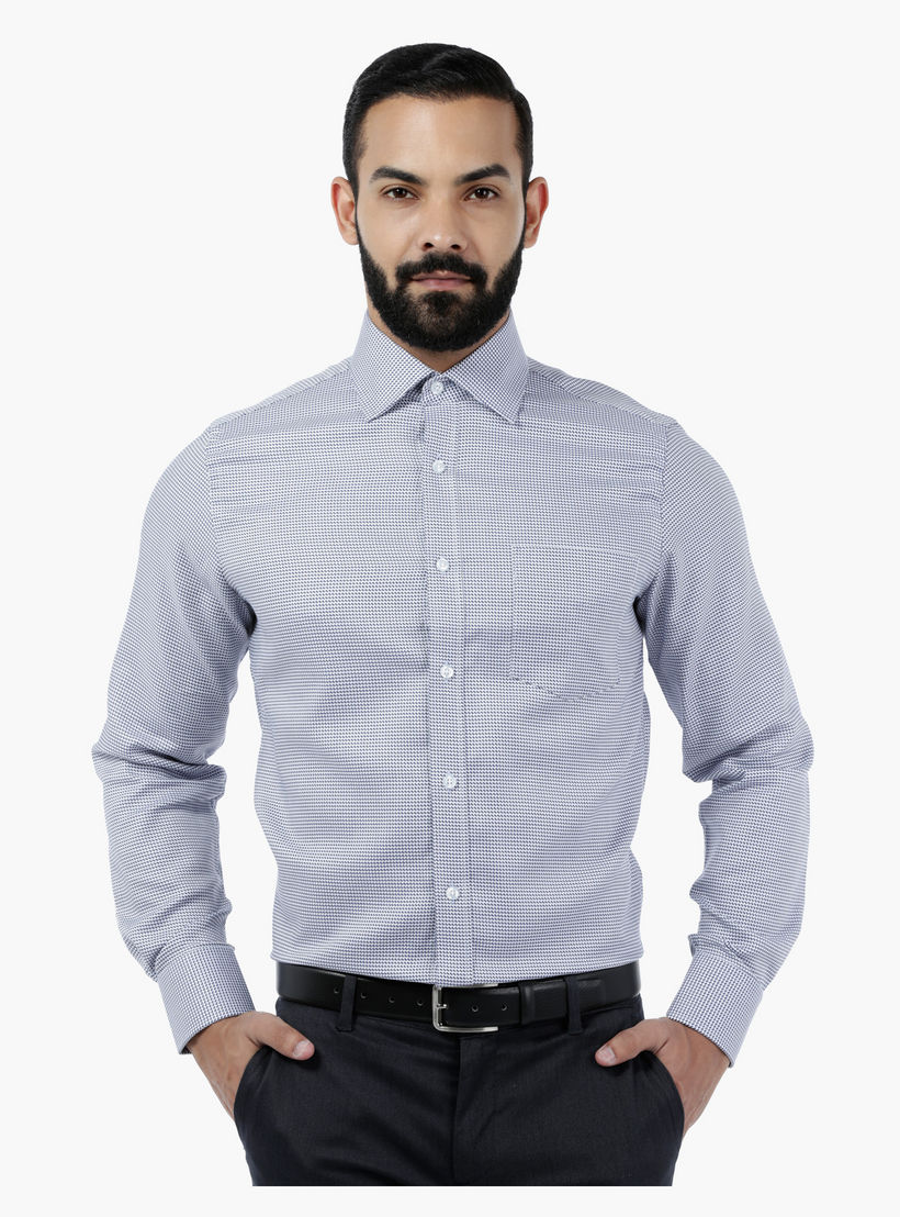 Textured Geometric Dobby Shirt-men-clothing-shirts-image-1