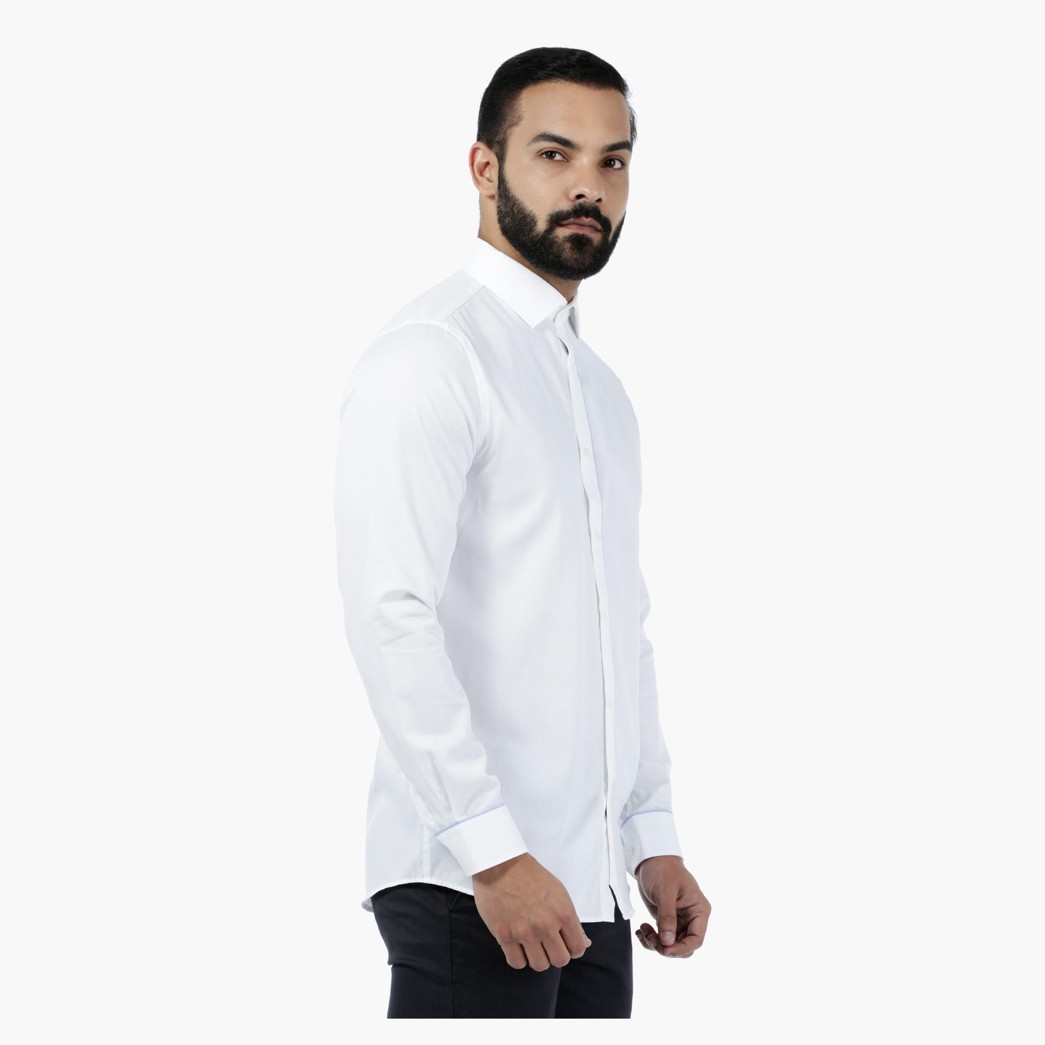 Solid Dobby Shirt with Placket Piping-men-clothing-shirts-image-3