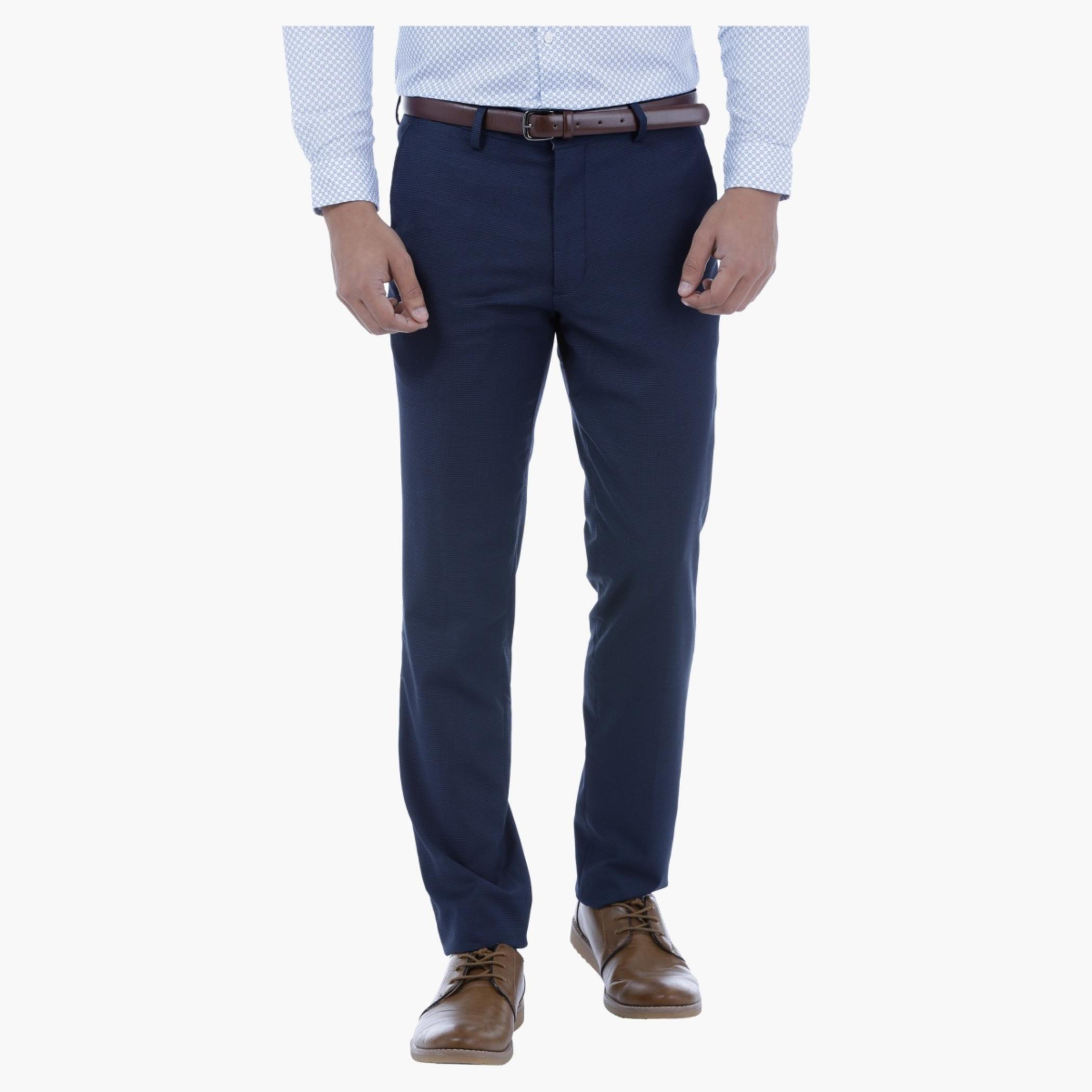 Textured Slim Fit Trousers with Belt-men-clothing-bottoms-trousersandchinos-trousers-image-6