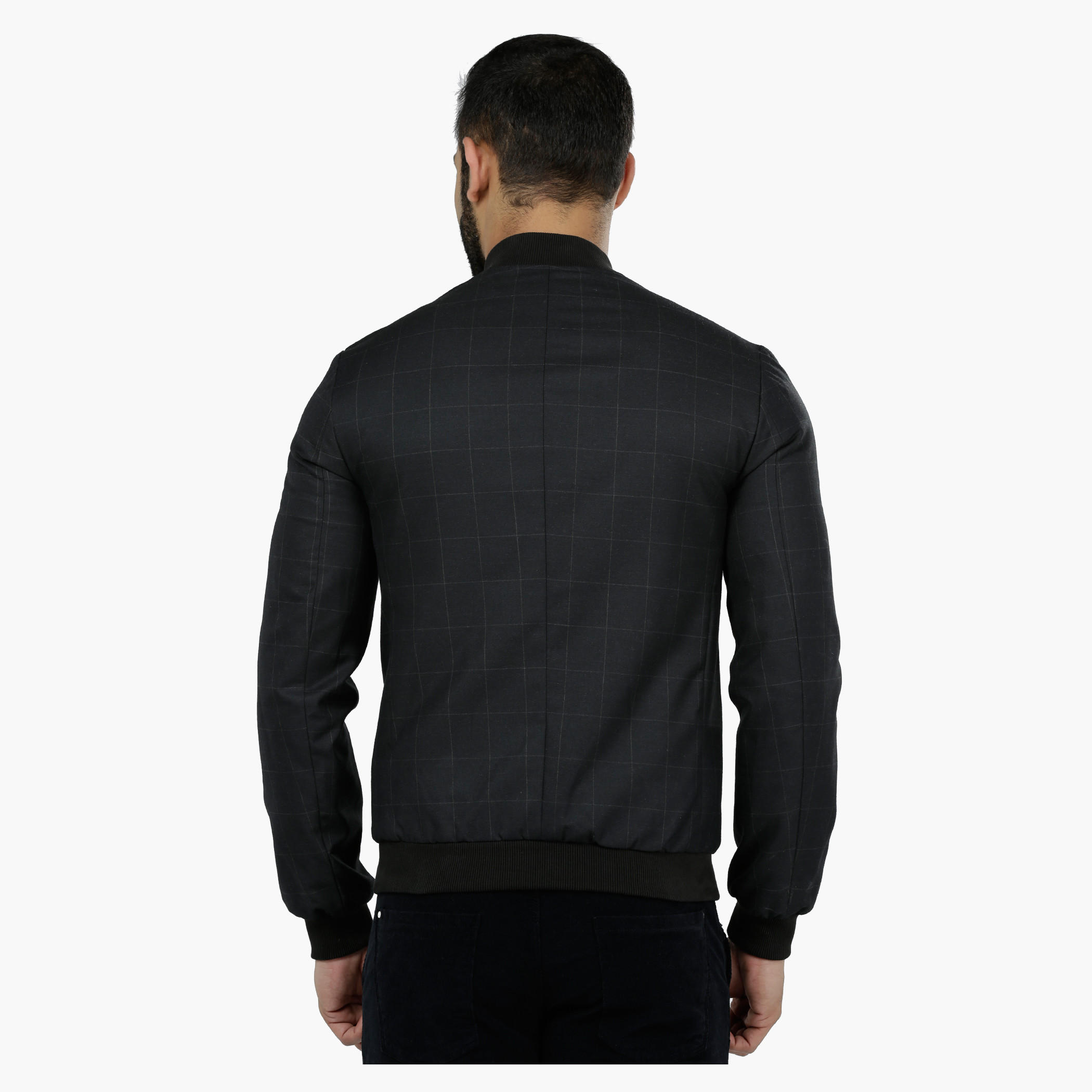 Chequered Bomber Jacket in Slim Fit-men-clothing-jacketsandblazers-jackets-image-2