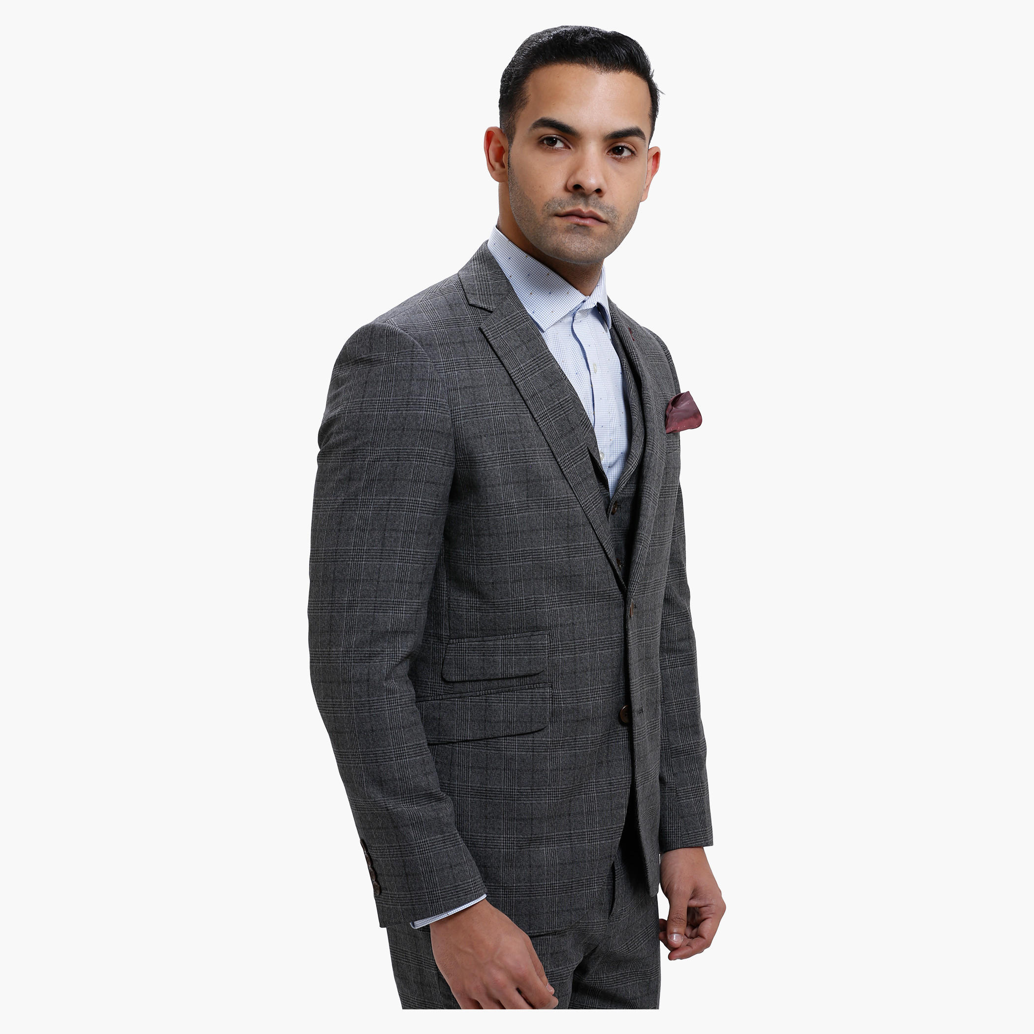 Chequered Suit Coat with Notched Lapels-men-winterwear-jacketsandblazers-image-3