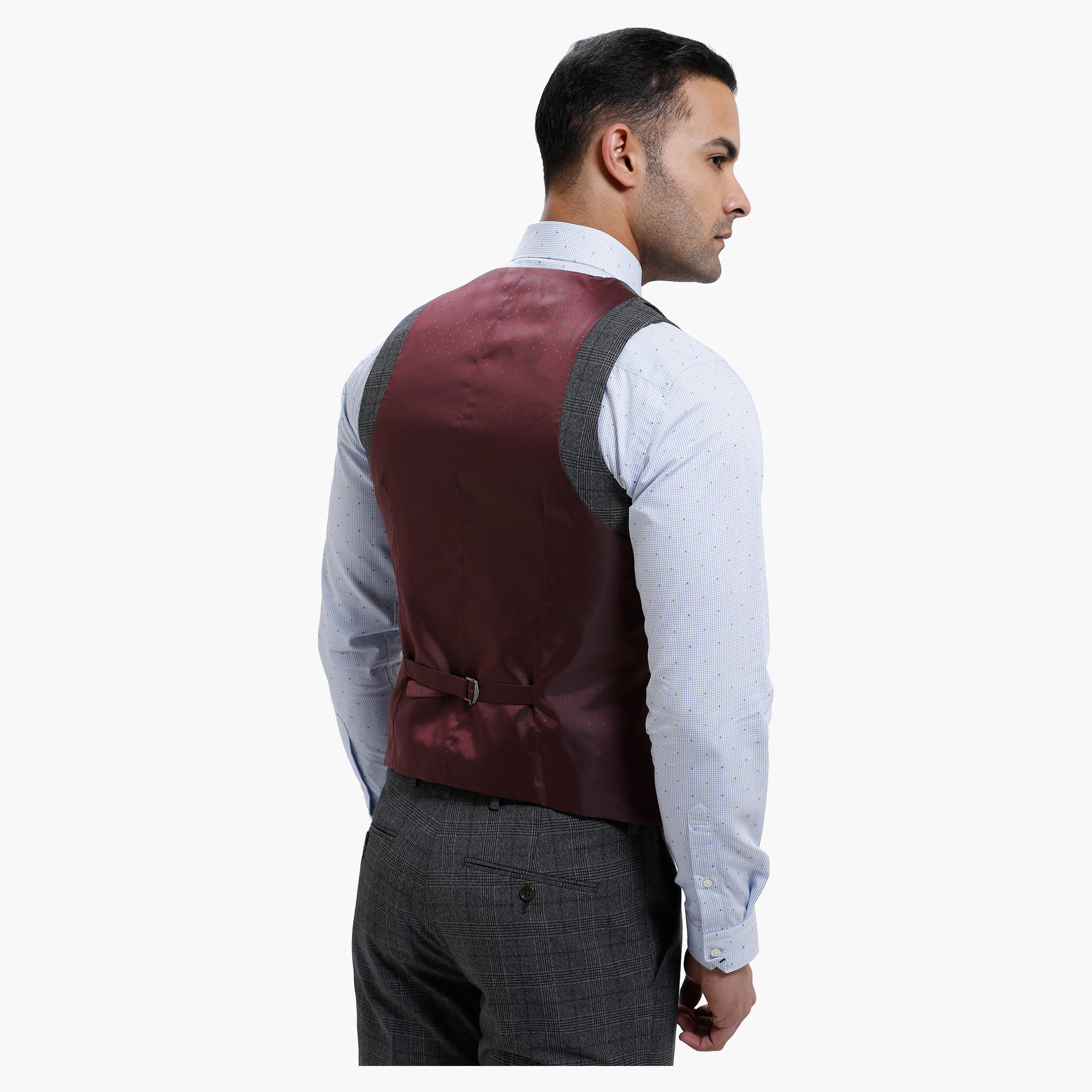 Chequered Suit Waistcoat with Notched Lapels-men-clothing-jacketsandblazers-coats-image-2