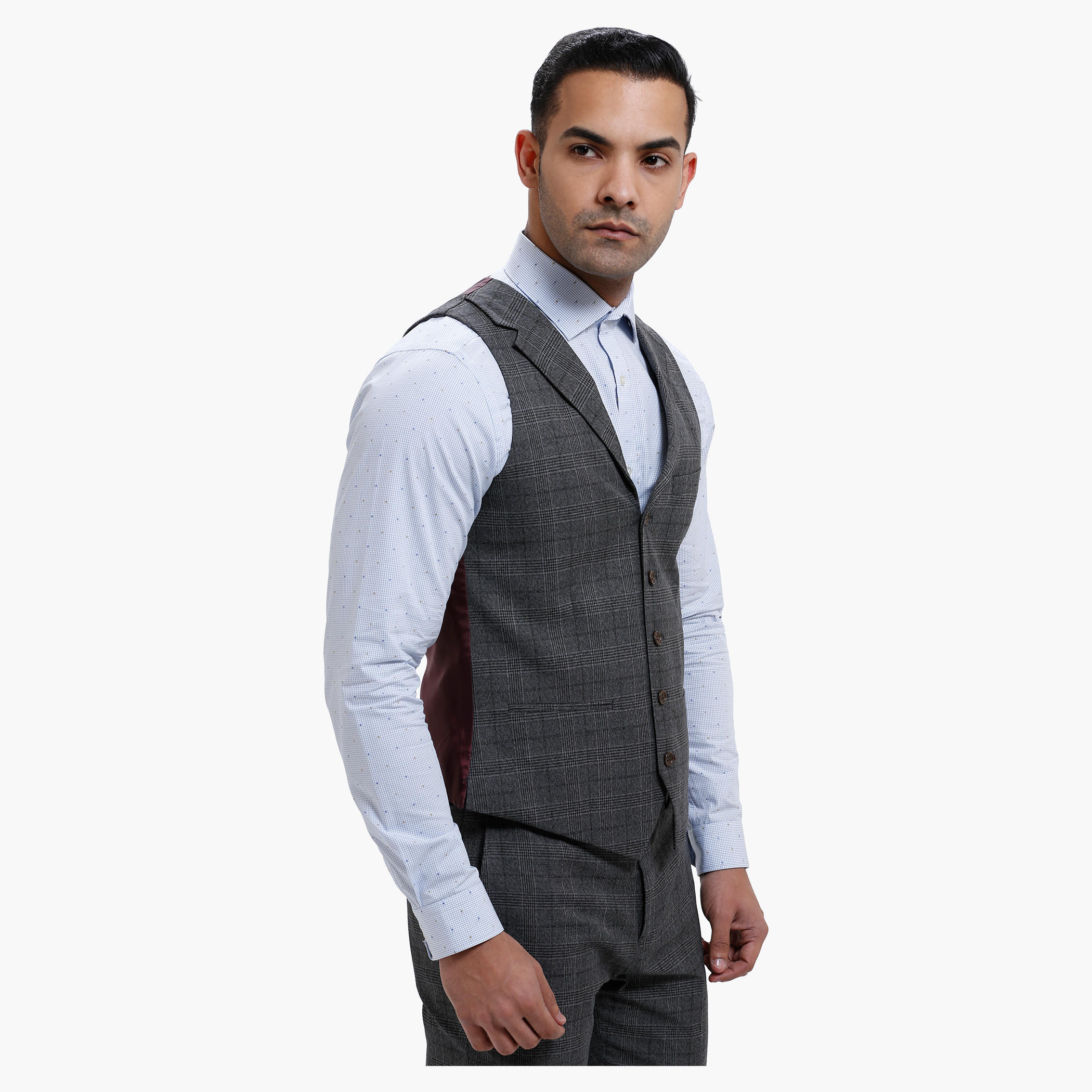 Chequered Suit Waistcoat with Notched Lapels-men-clothing-jacketsandblazers-coats-image-3