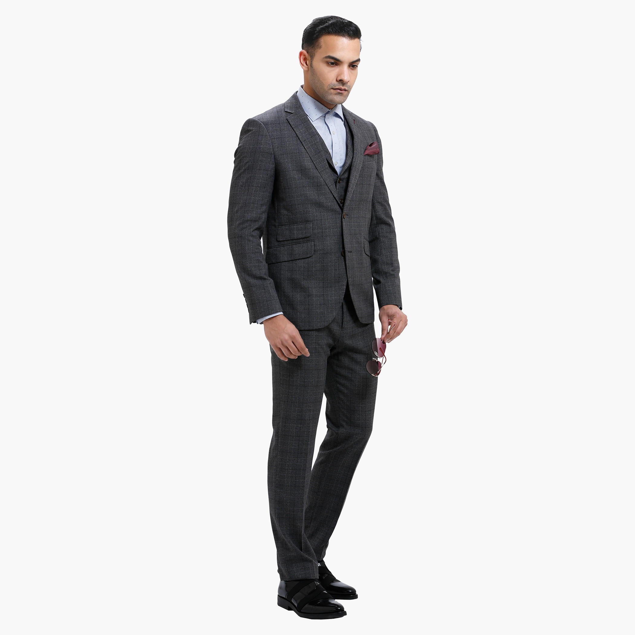 Chequered Suit Waistcoat with Notched Lapels-men-clothing-jacketsandblazers-coats-image-5