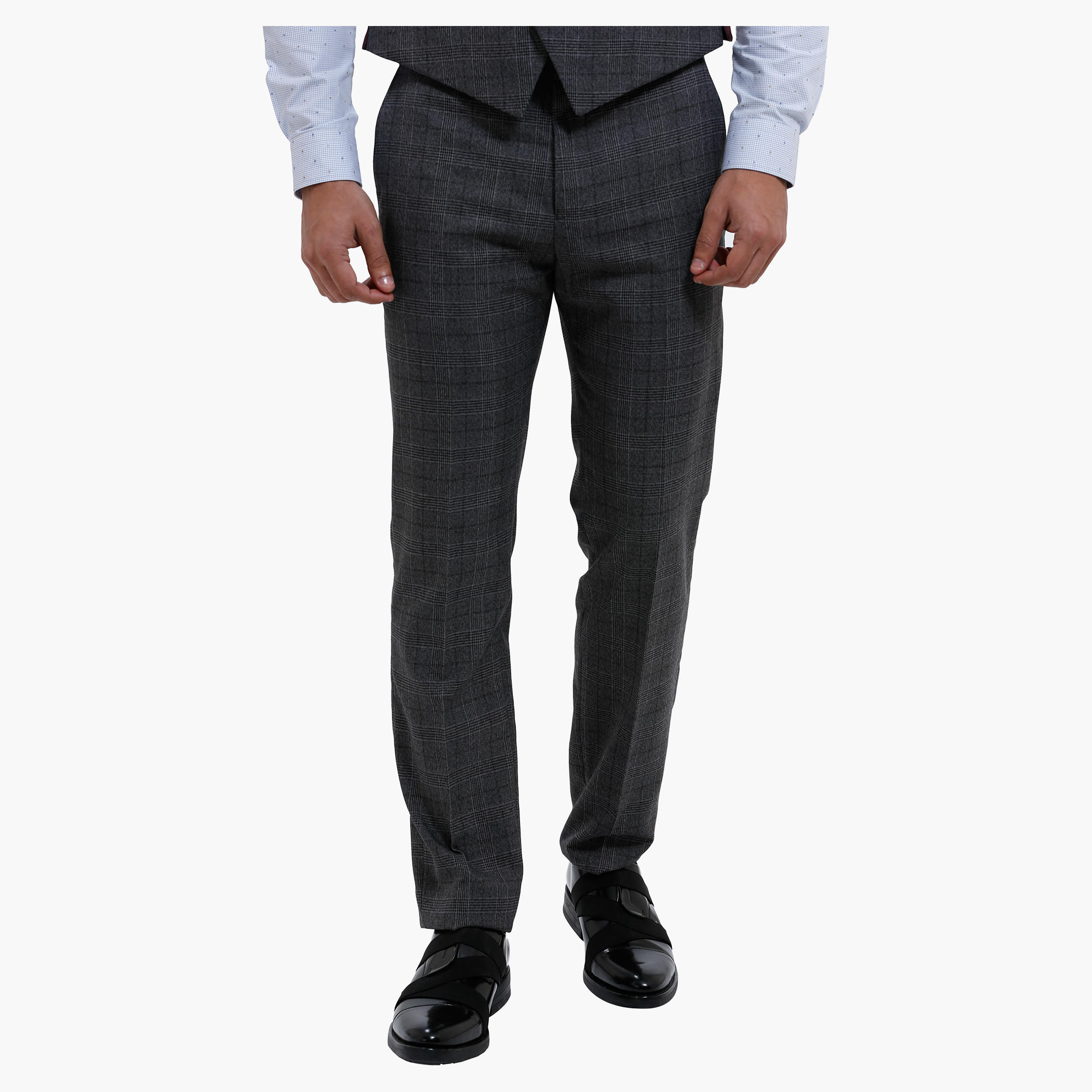 Chequered Suit Trousers in Straight Fit-men-clothing-bottoms-trousersandchinos-trousers-image-1