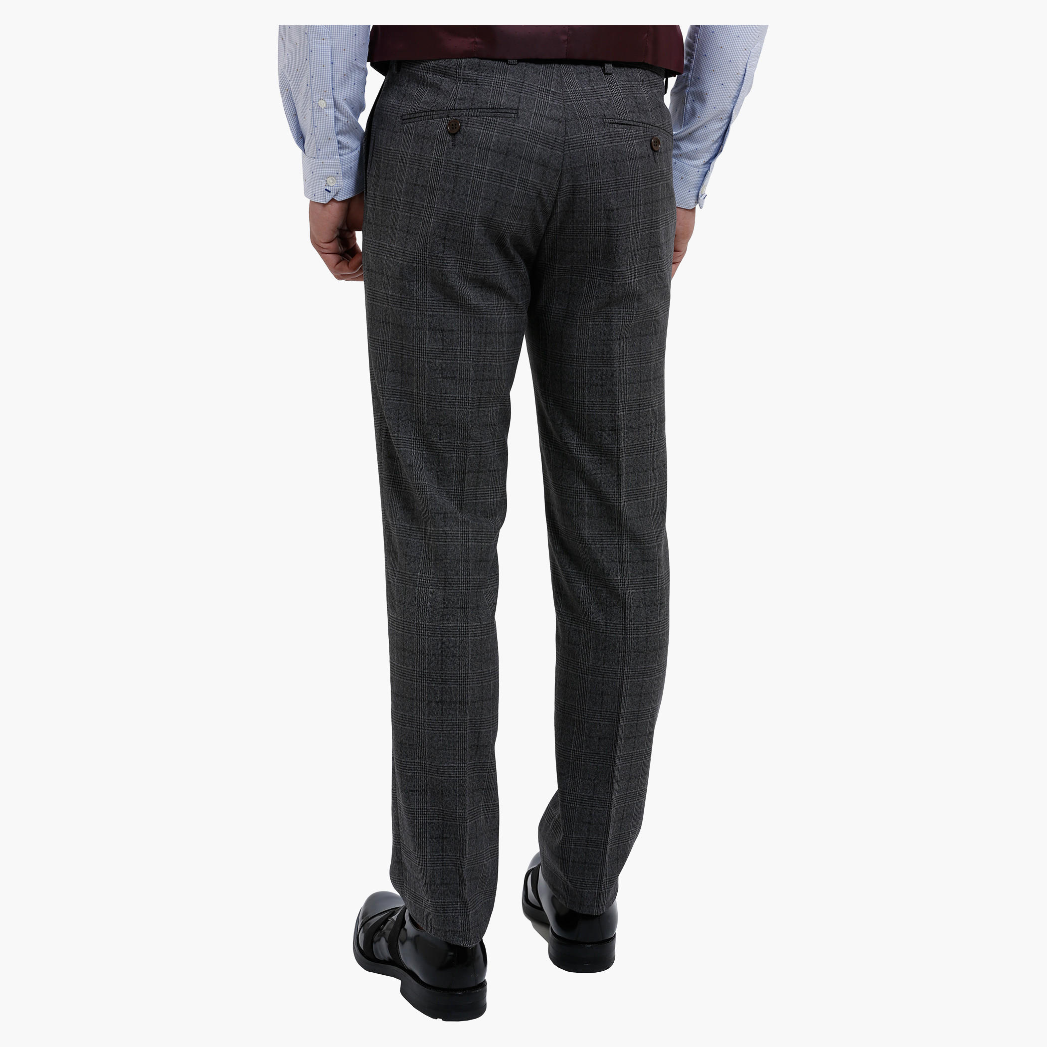 Chequered Suit Trousers in Straight Fit-men-clothing-bottoms-trousersandchinos-trousers-image-2