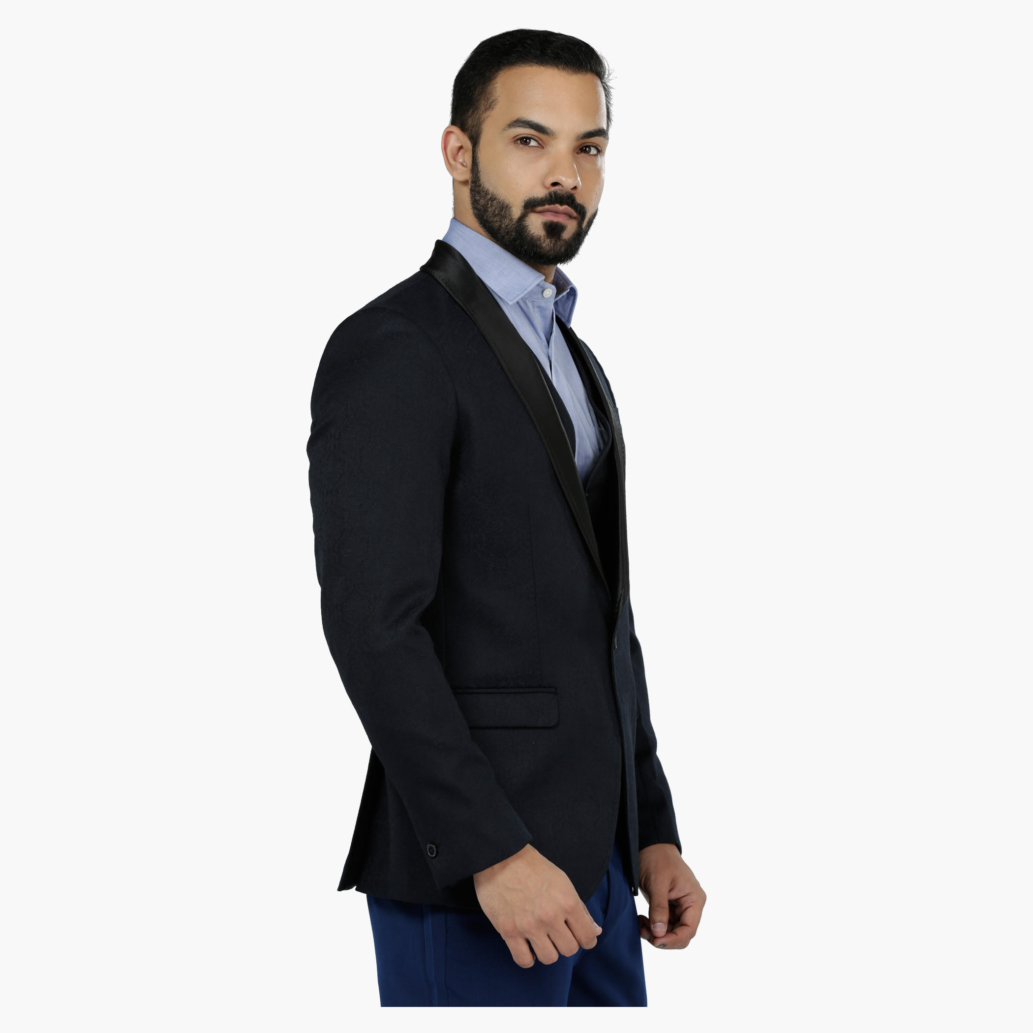 Slim Fit Evening Blazer with Contrasting Collar-men-winterwear-jacketsandblazers-image-3