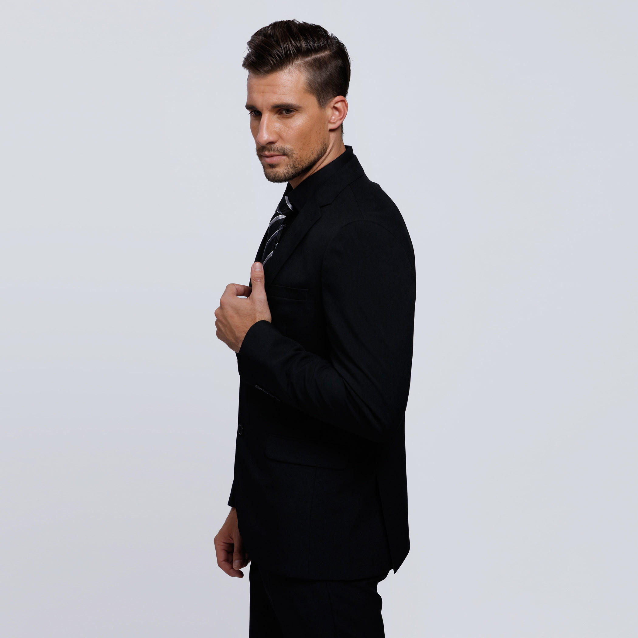 Blazer with Notch Collar and Long Sleeves-men-winterwear-jacketsandblazers-image-3