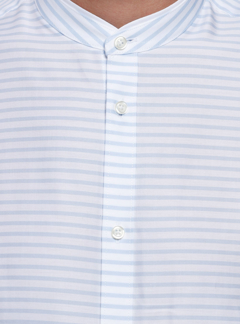 Striped Long Sleeves with Mandarin Collar-men-clothing-shirts-image-2