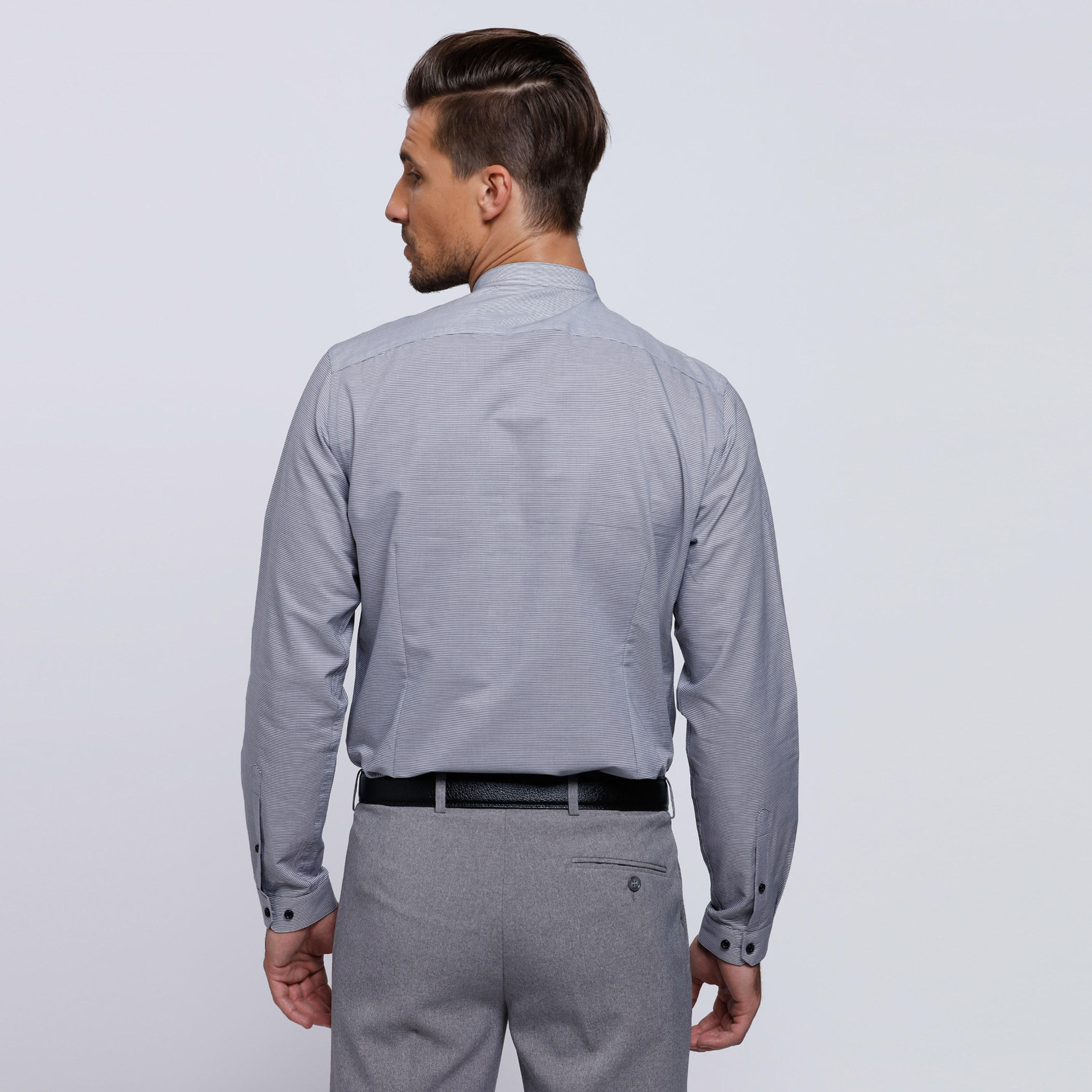Striped Long Sleeves with Mandarin Collar-men-clothing-shirts-image-2
