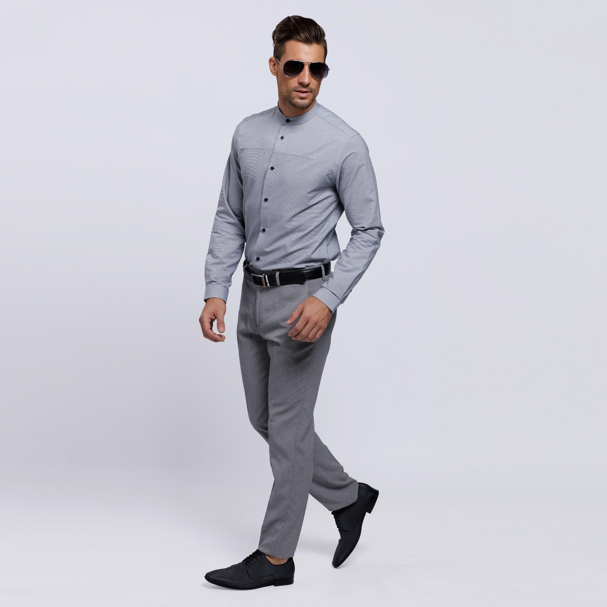 Striped Long Sleeves with Mandarin Collar-men-clothing-shirts-image-5