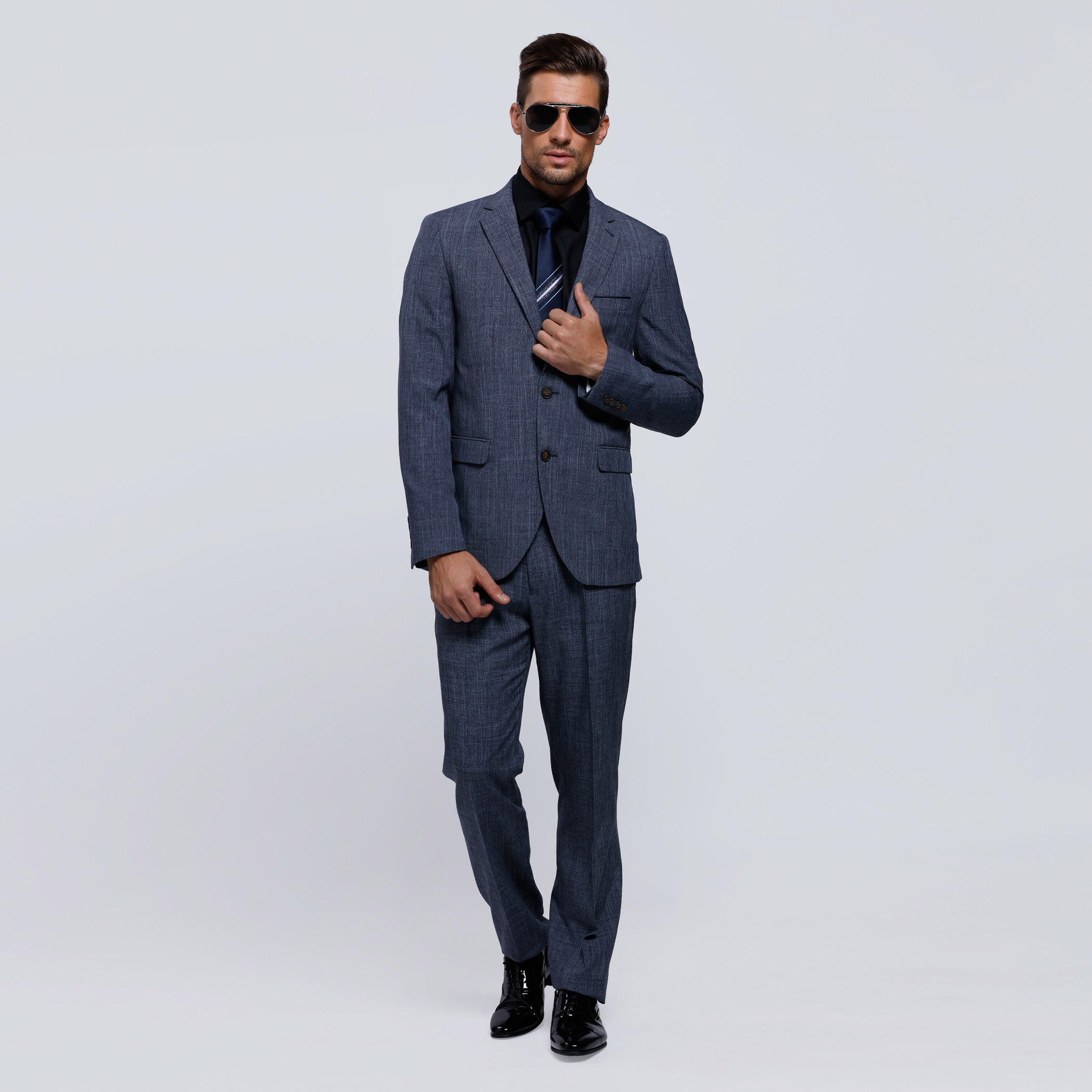 Blazer with Notch Collar and Long Sleeves-men-winterwear-jacketsandblazers-image-5