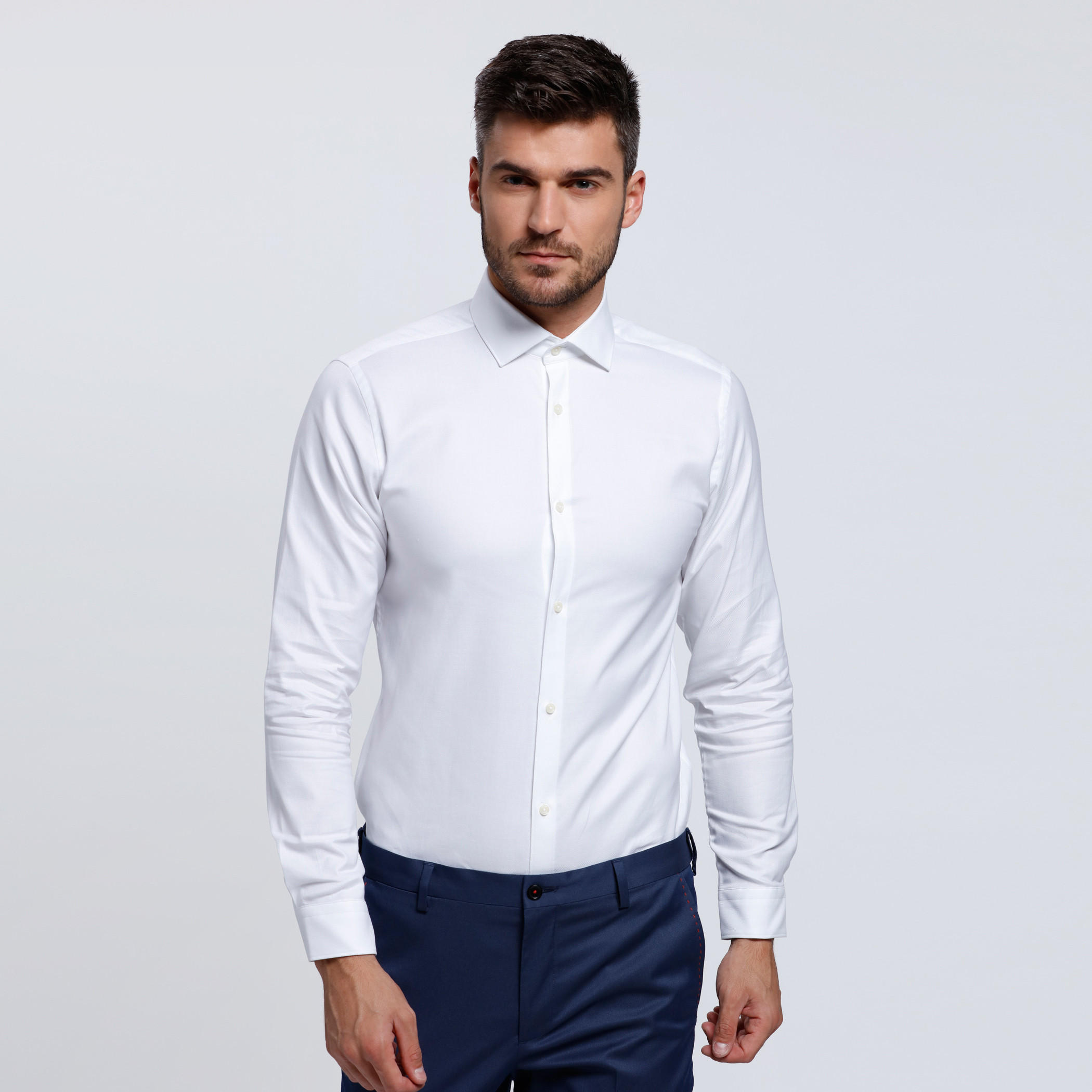 Long Sleeves Shirt with Complete Placket in Slim Fit-men-clothing-shirts-image-1