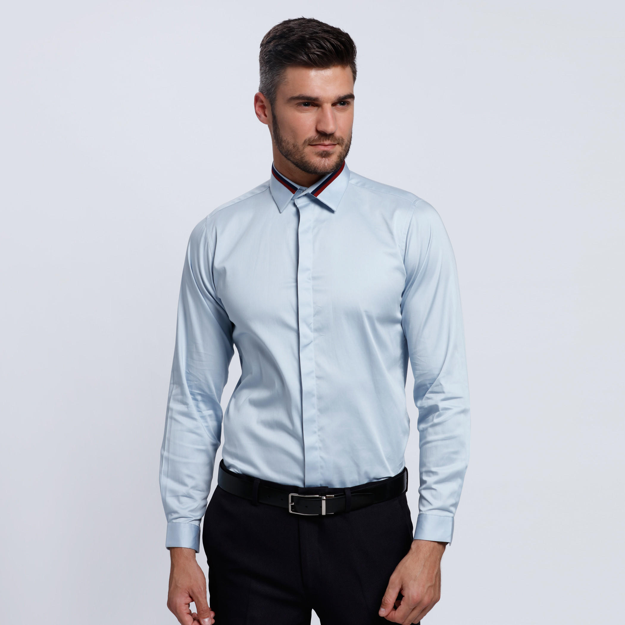 Long Sleeves Shirt with Complete Placket in Slim Fit-men-clothing-shirts-image-1