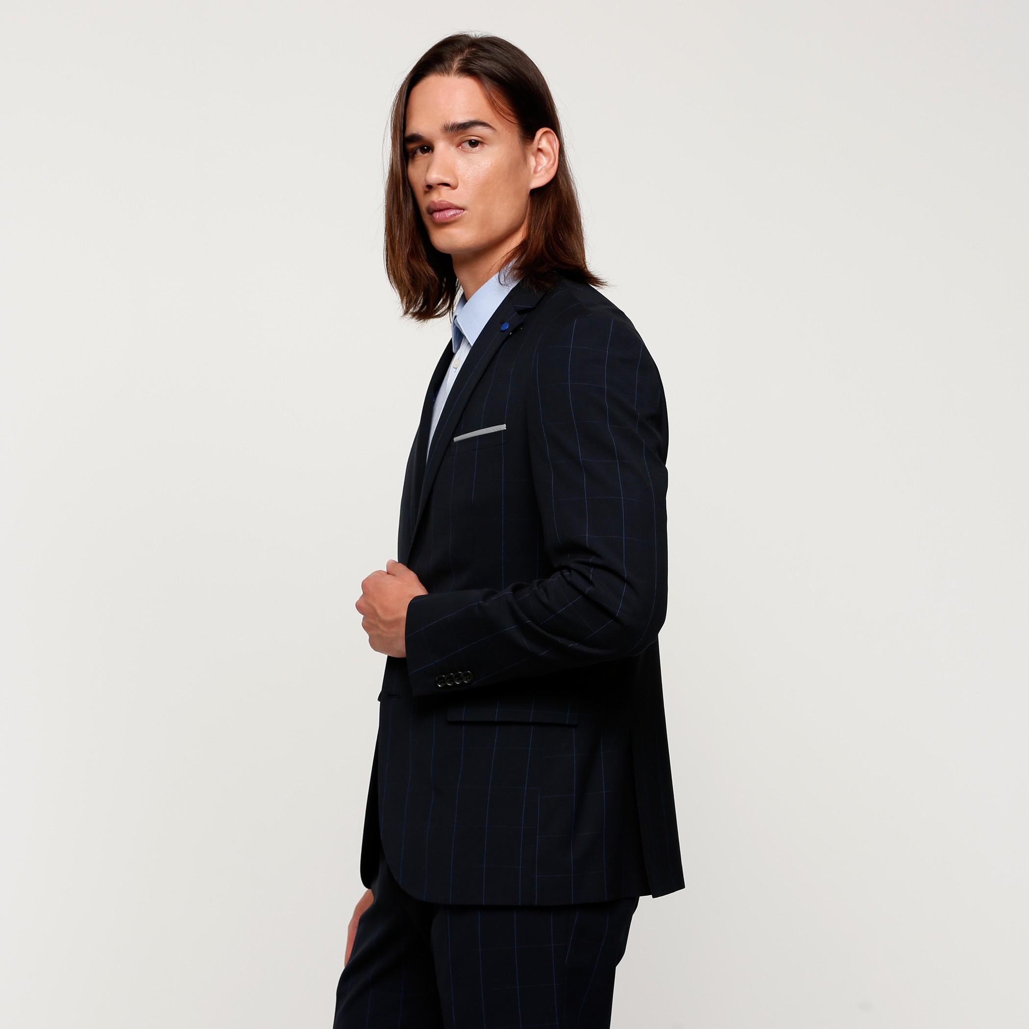 جاكيت بليزر كاروهات بأكمام طويلة وجيب-men-winterwear-jacketsandblazers-image-3
