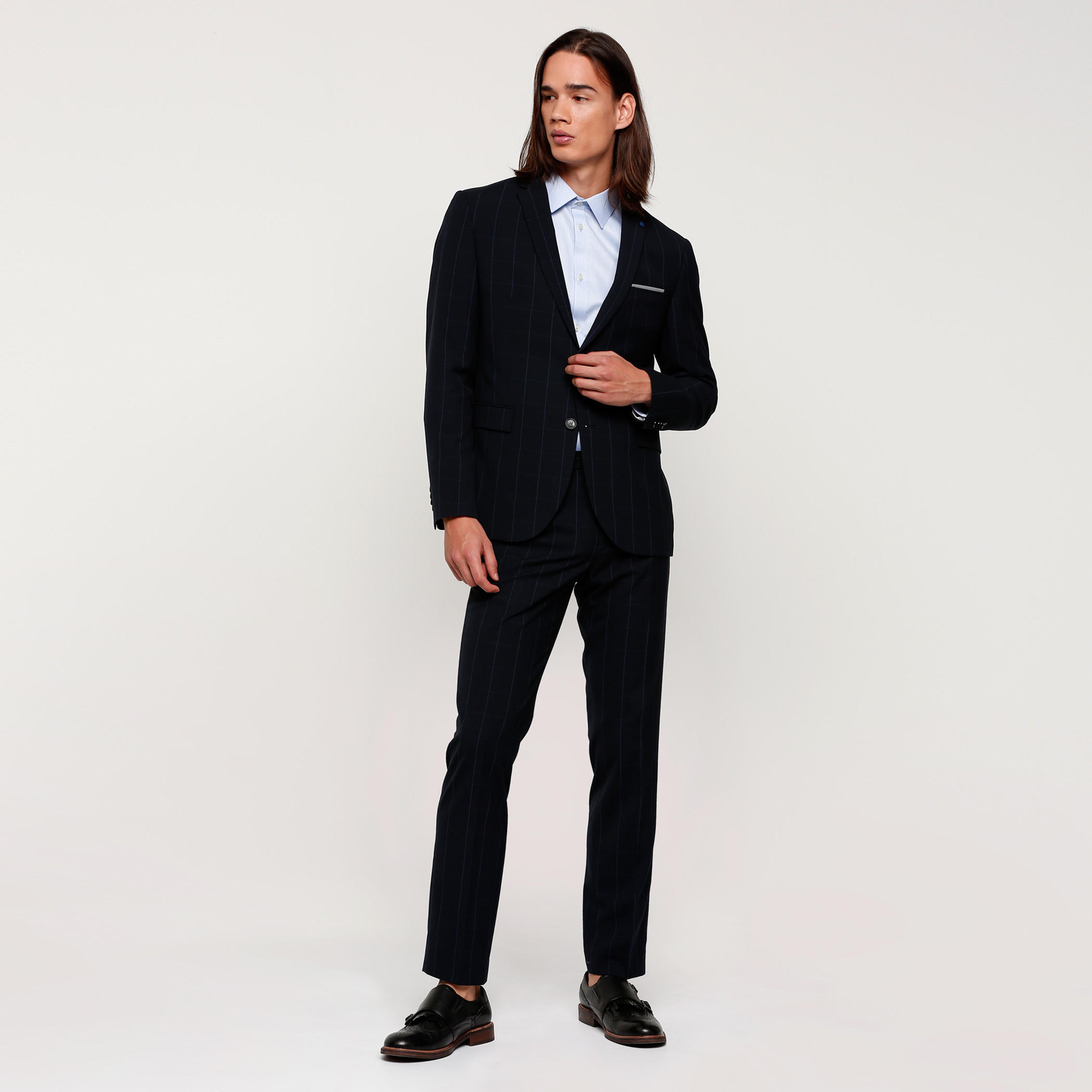 جاكيت بليزر كاروهات بأكمام طويلة وجيب-men-winterwear-jacketsandblazers-image-5