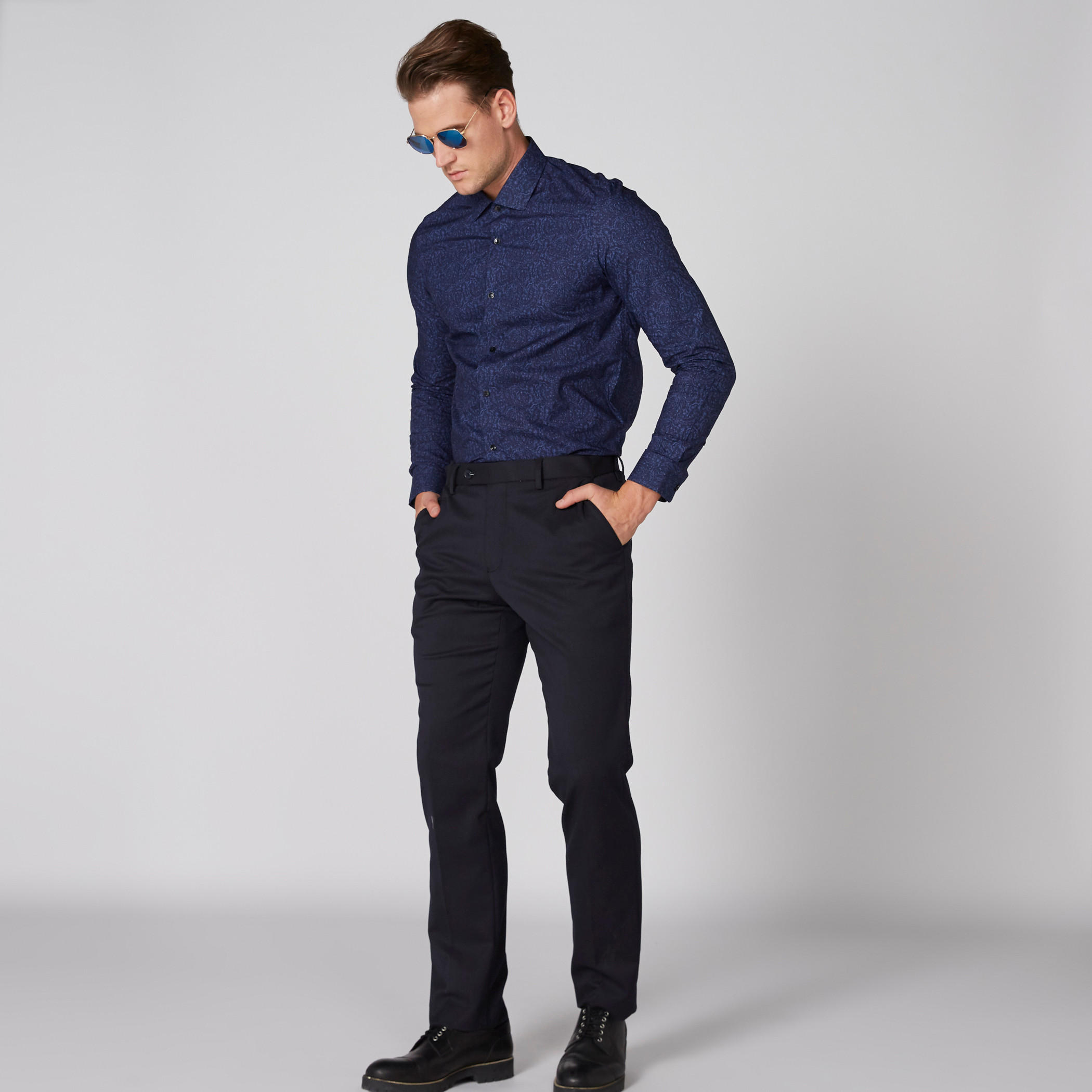 Printed Shirt with Long Sleeves and Complete Placket-men-clothing-shirts-image-1