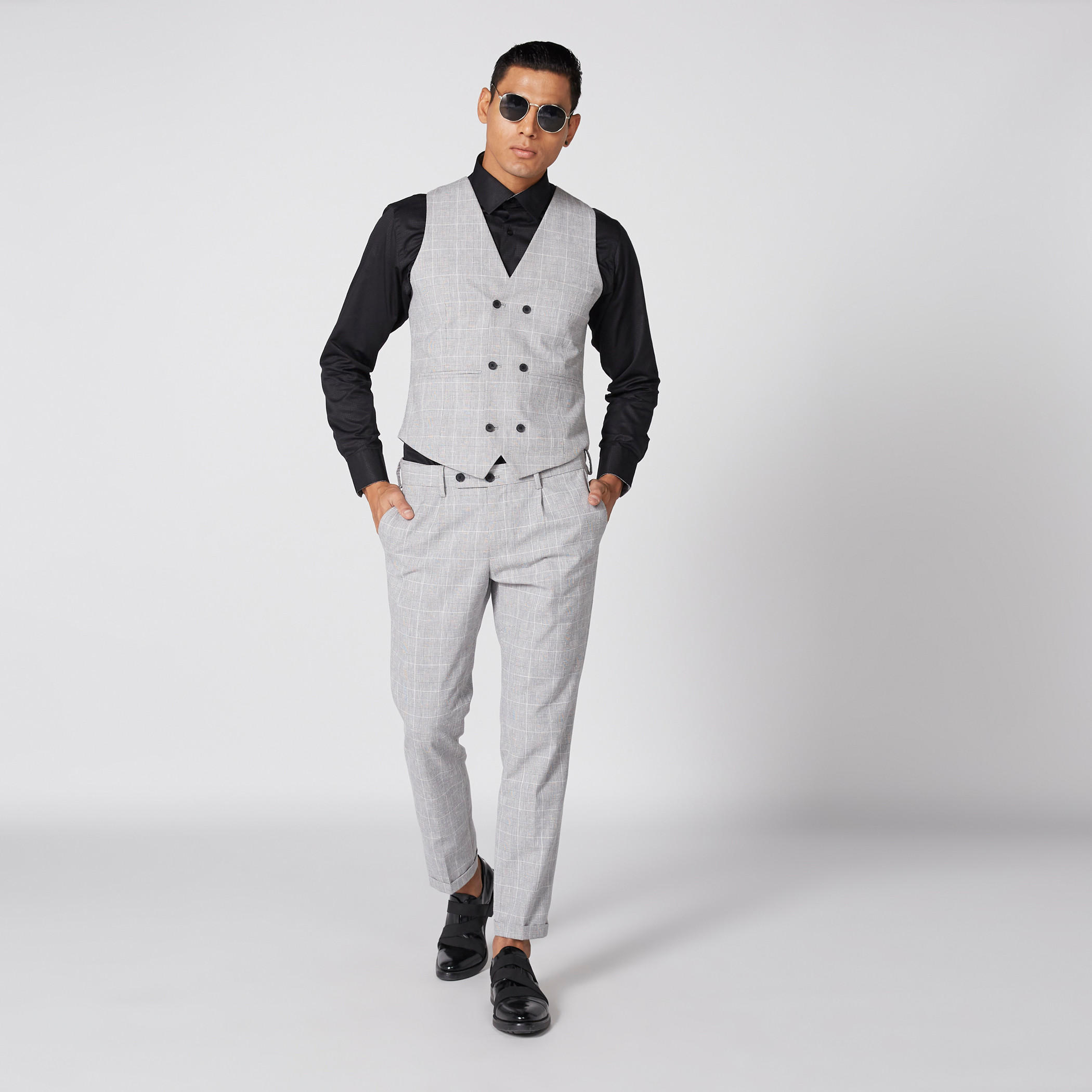 بنطال كاروهات طويل بزر إغلاق وجيوب-men-clothing-bottoms-trousersandchinos-trousers-image-2