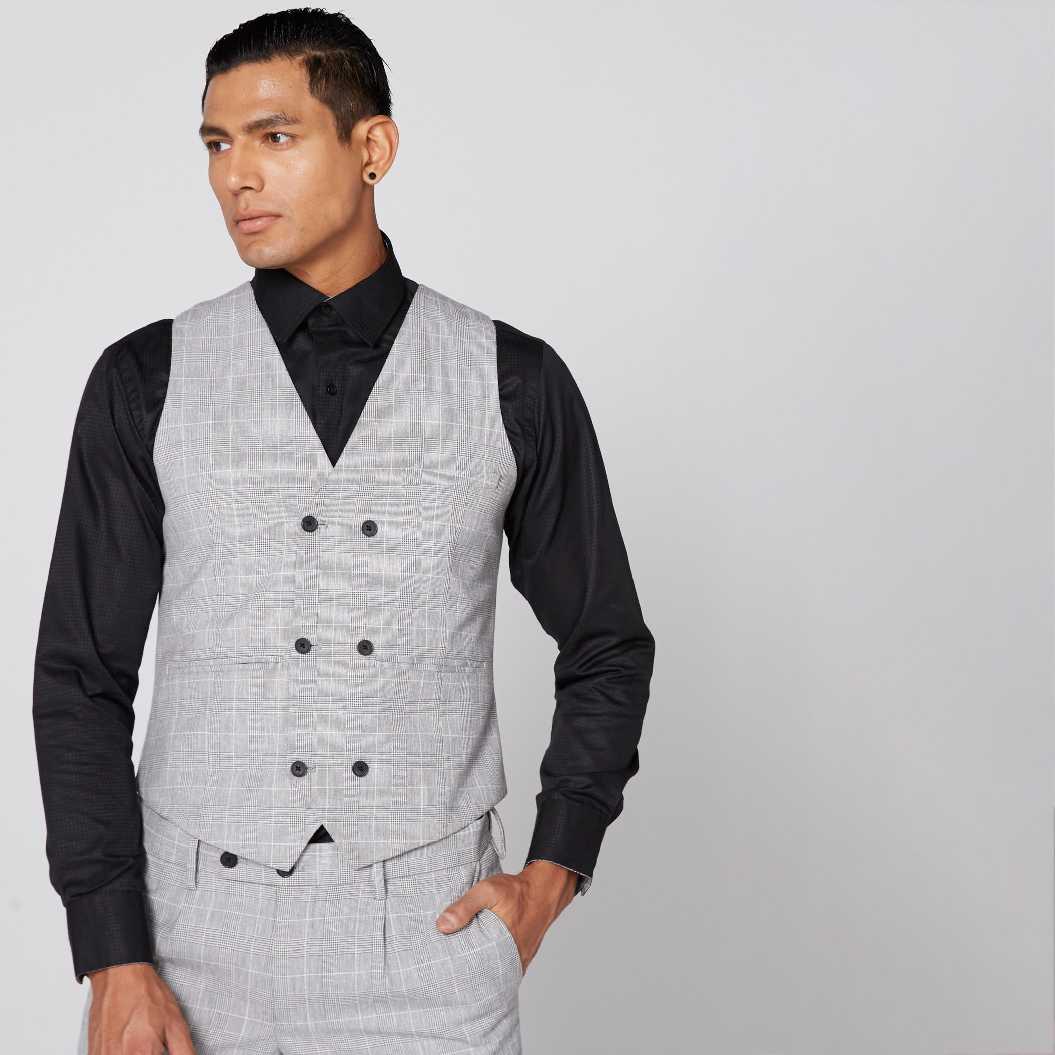 Chequered Sleeveless Waistcoat with Complete Placket-men-clothing-jacketsandblazers-jackets-image-3
