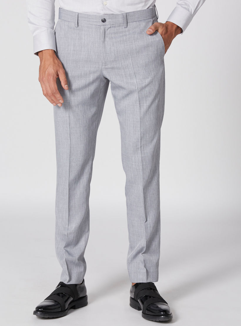 بنطال طويل كاروهات بزر إغلاق وجيوب-men-clothing-bottoms-trousersandchinos-trousers-image-2