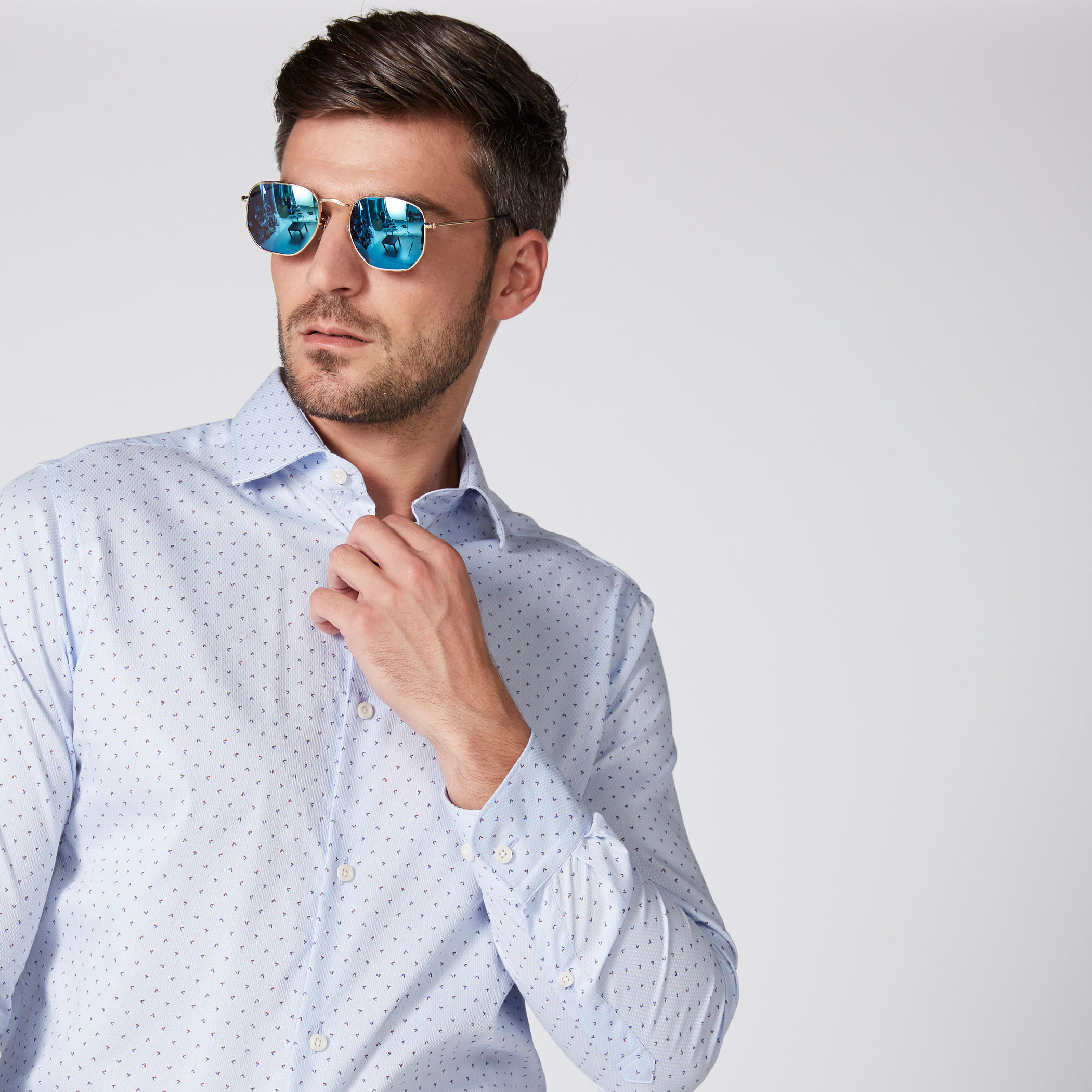Printed Shirt with Long Sleeves and Complete Placket-men-clothing-shirts-image-1
