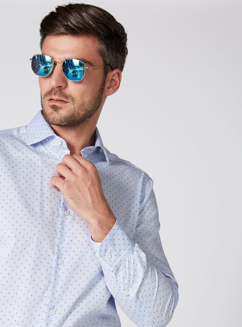 Printed Shirt with Long Sleeves and Complete Placket-men-clothing-shirts-image-1