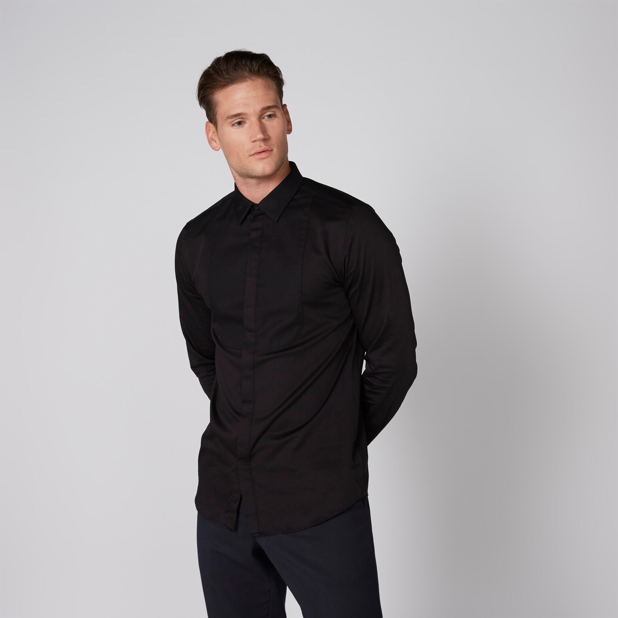 Long Sleeves Bib Shirt with Concealed Placket-men-clothing-shirts-image-1