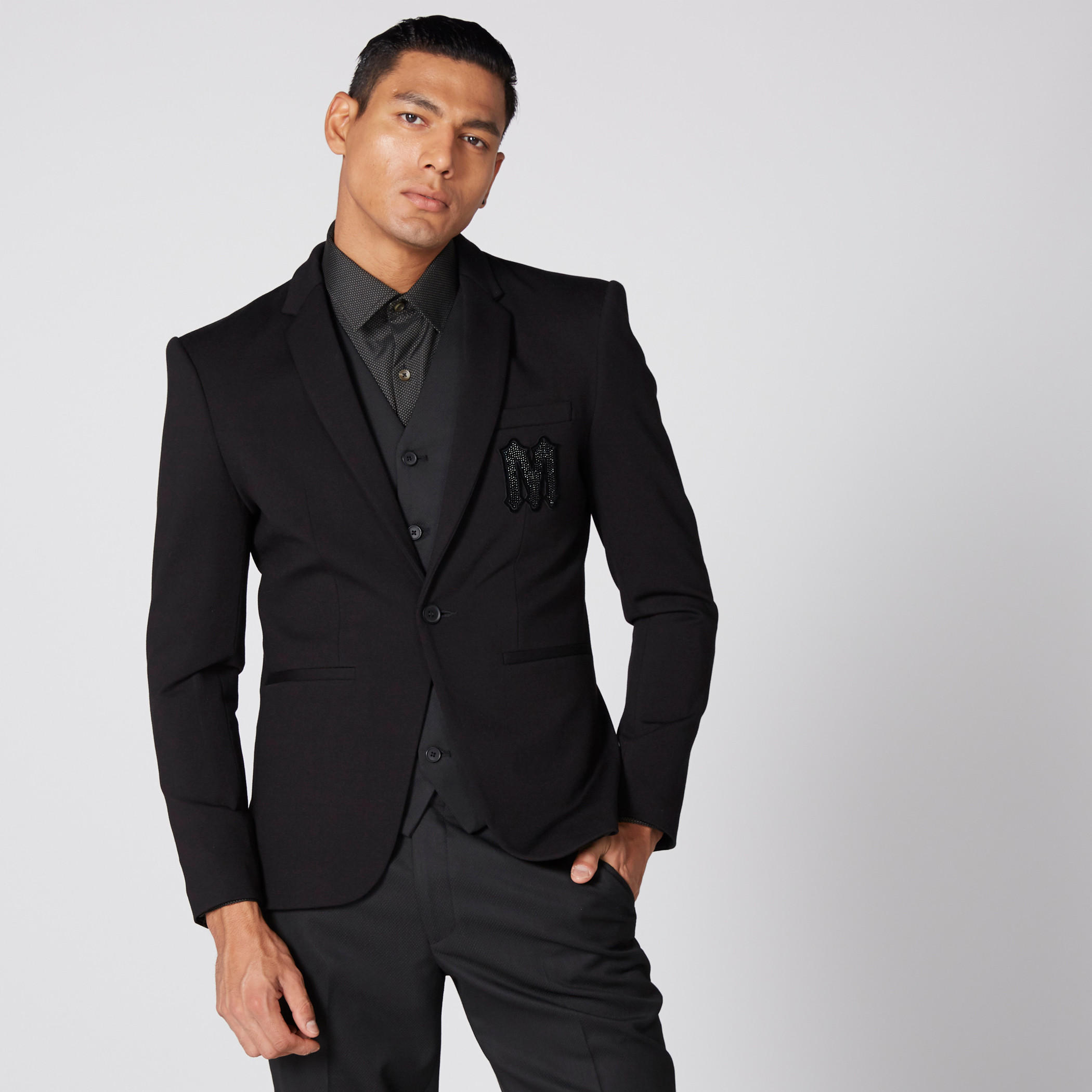 Embellished Blazer with Long Sleeves and Button Closure-men-winterwear-jacketsandblazers-image-2