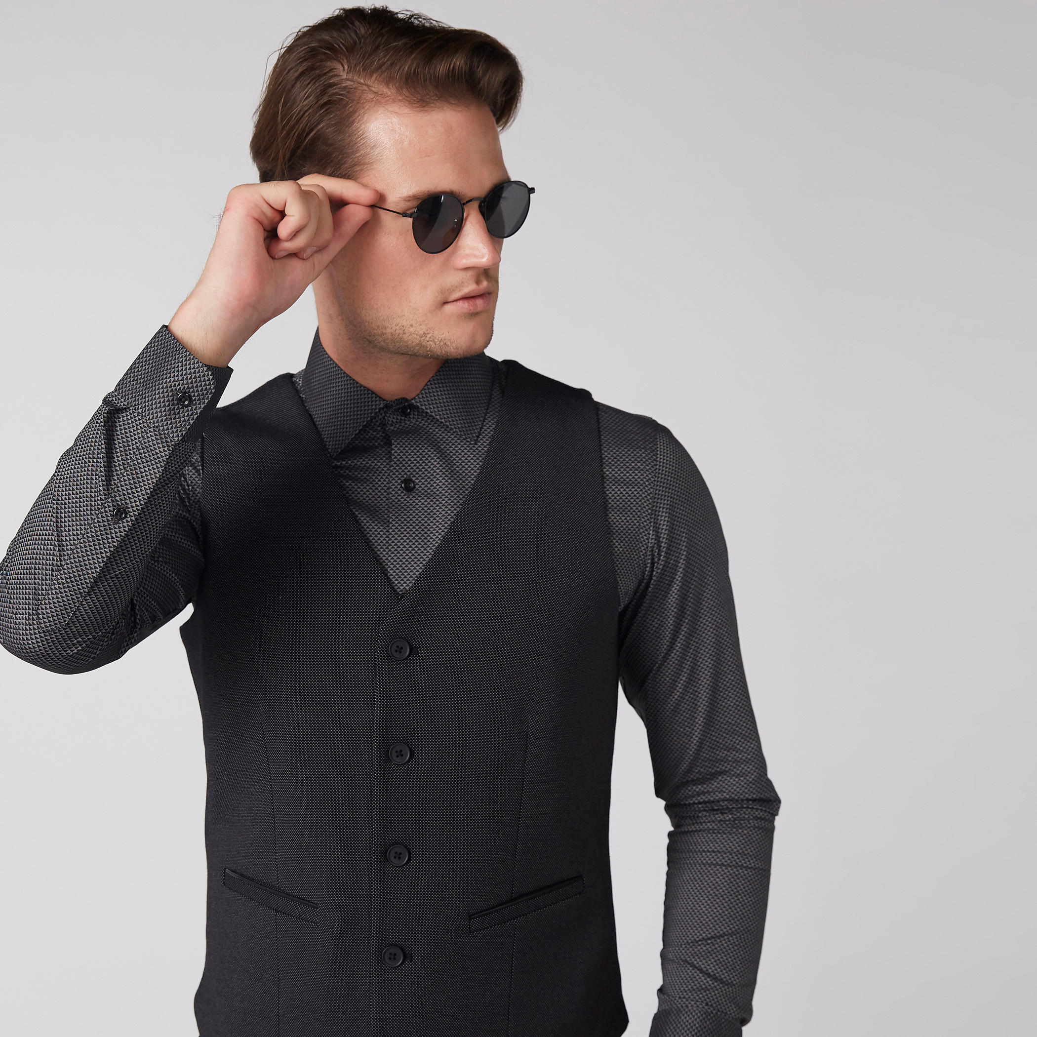فيست بارز الملمس بزر إغلاق وجيوب-men-clothing-jacketsandblazers-coats-image-2