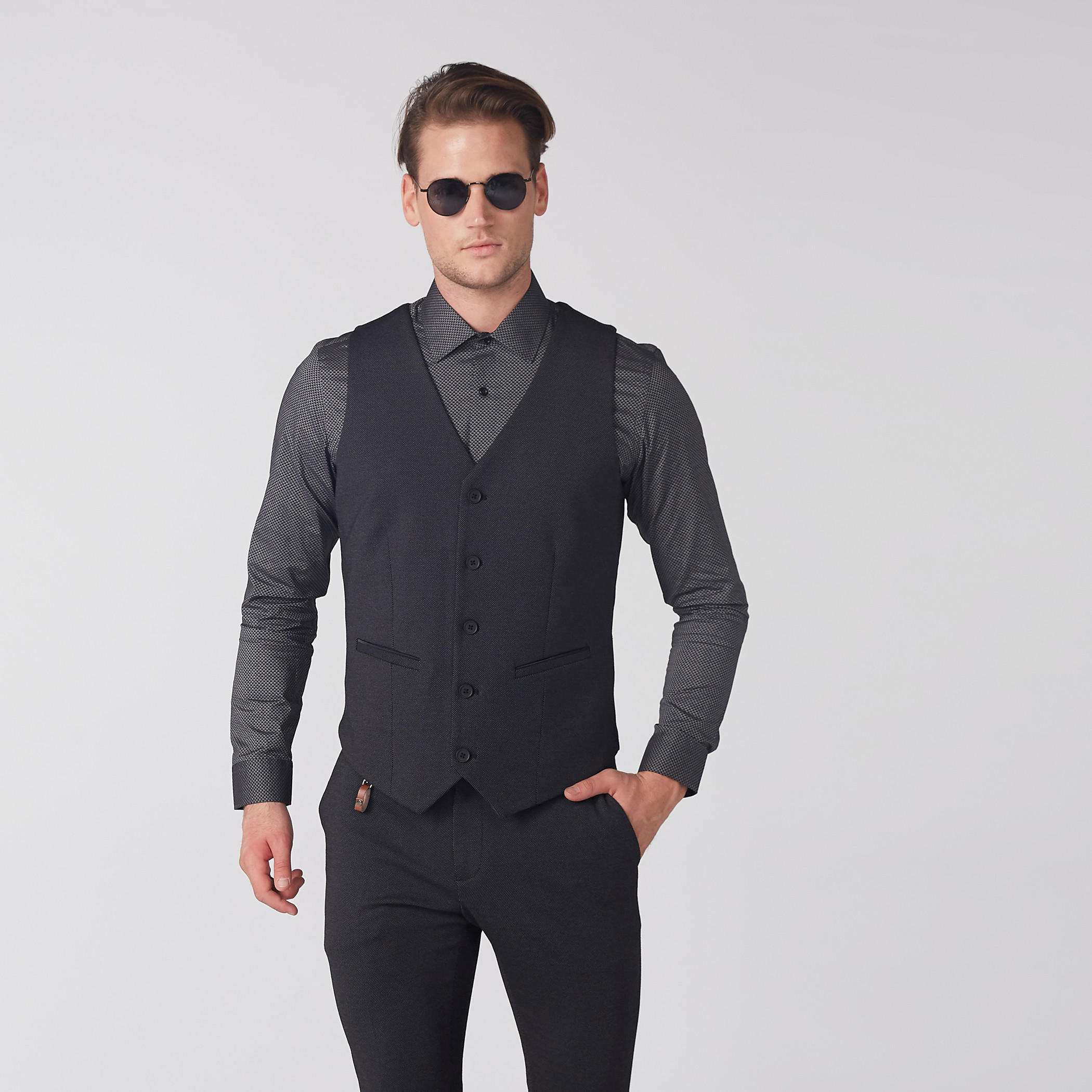 فيست بارز الملمس بزر إغلاق وجيوب-men-clothing-jacketsandblazers-coats-image-1