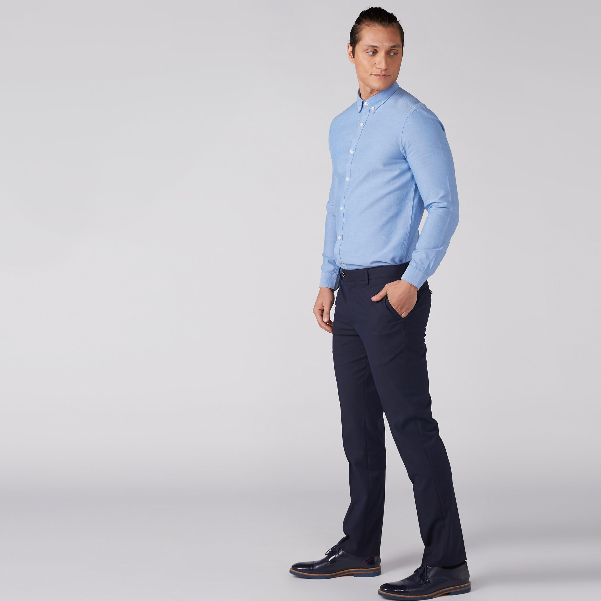 Textured Trousers with Pocket Detail and Button Closure-men-clothing-bottoms-trousersandchinos-trousers-image-1