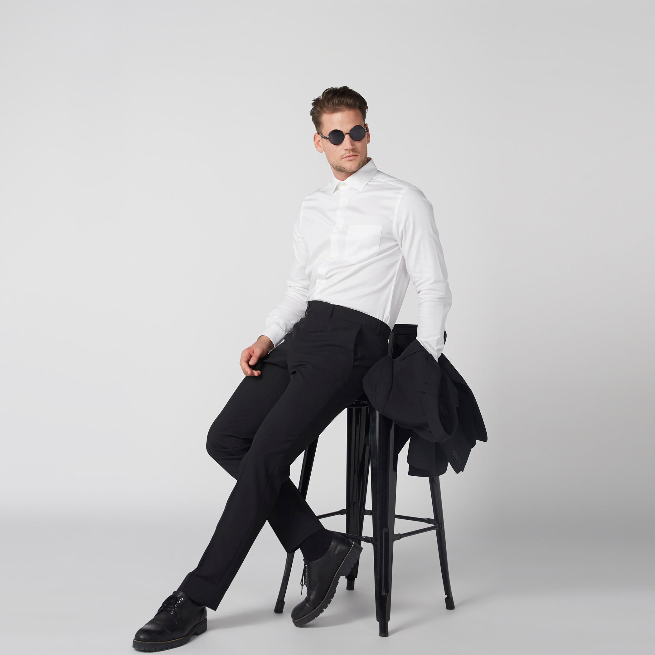 قميص بأكمام طويلة وأزرار وجيب على الصدر-men-clothing-shirts-image-2