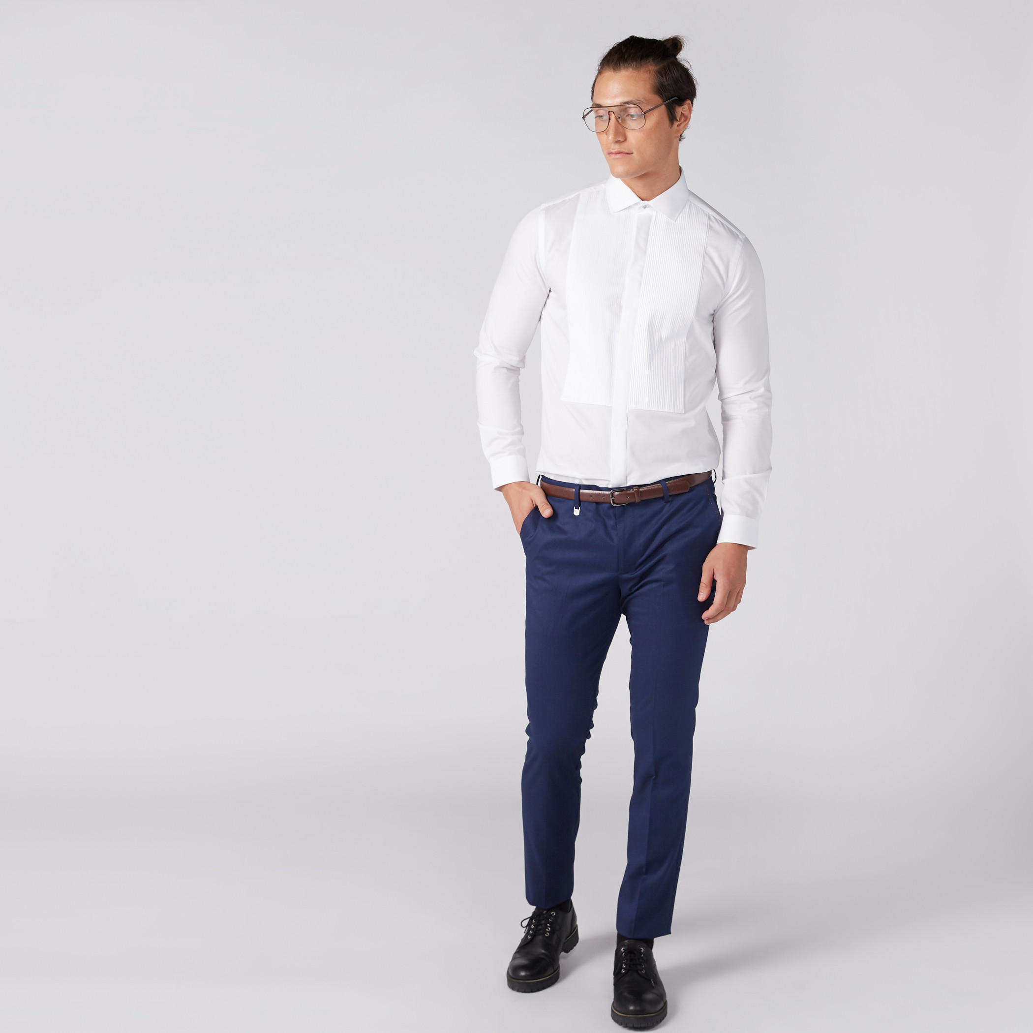 قميص بياقة واسعة وأكمام طويلة وتفاصيل كشكش-men-clothing-shirts-image-3