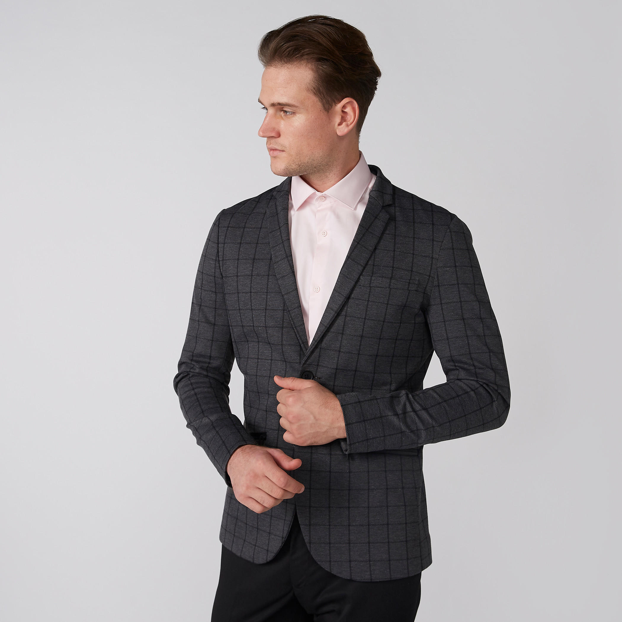 جاكيت بليزر كاروهات بأكمام طويلة وجيب-men-winterwear-jacketsandblazers-image-1