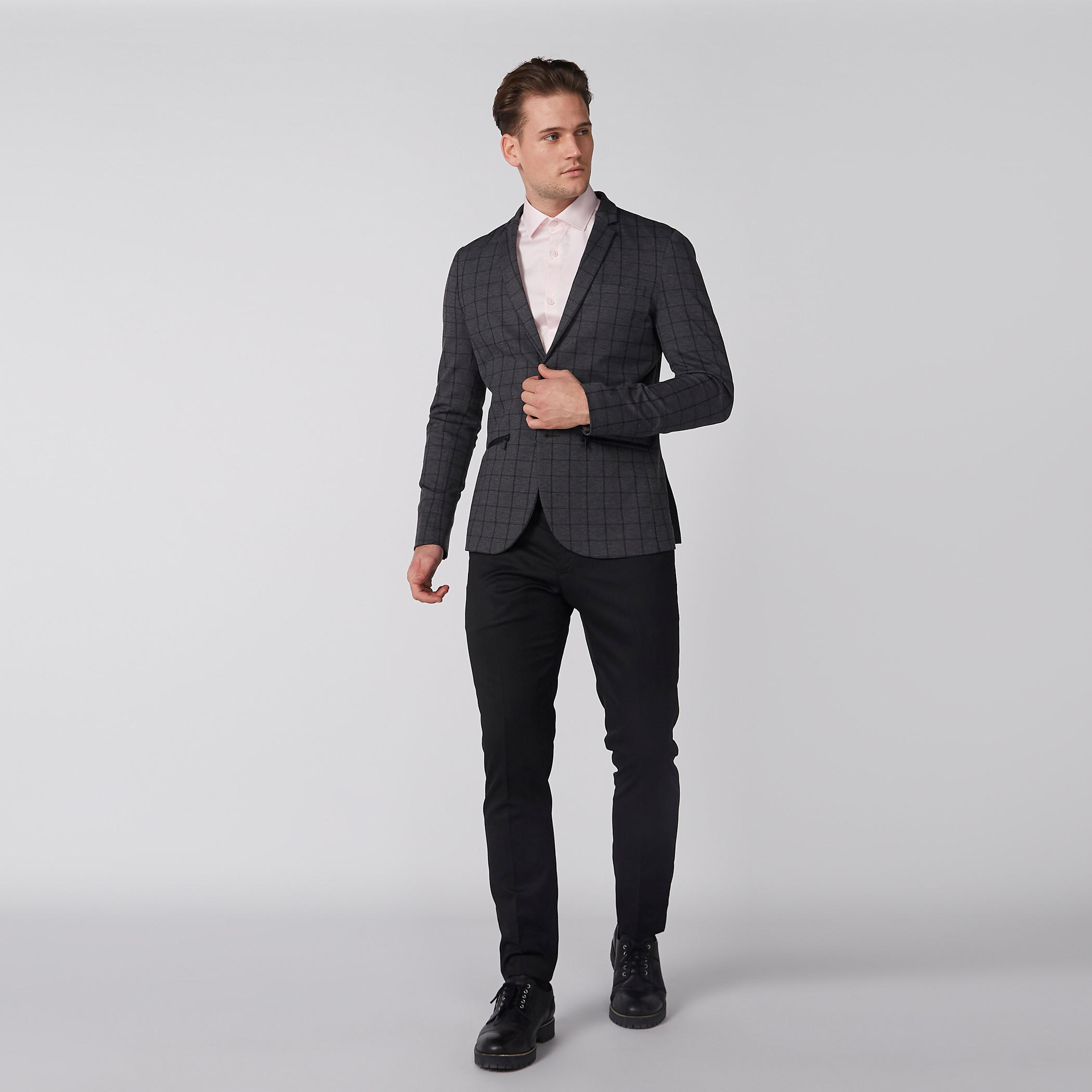 جاكيت بليزر كاروهات بأكمام طويلة وجيب-men-winterwear-jacketsandblazers-image-2