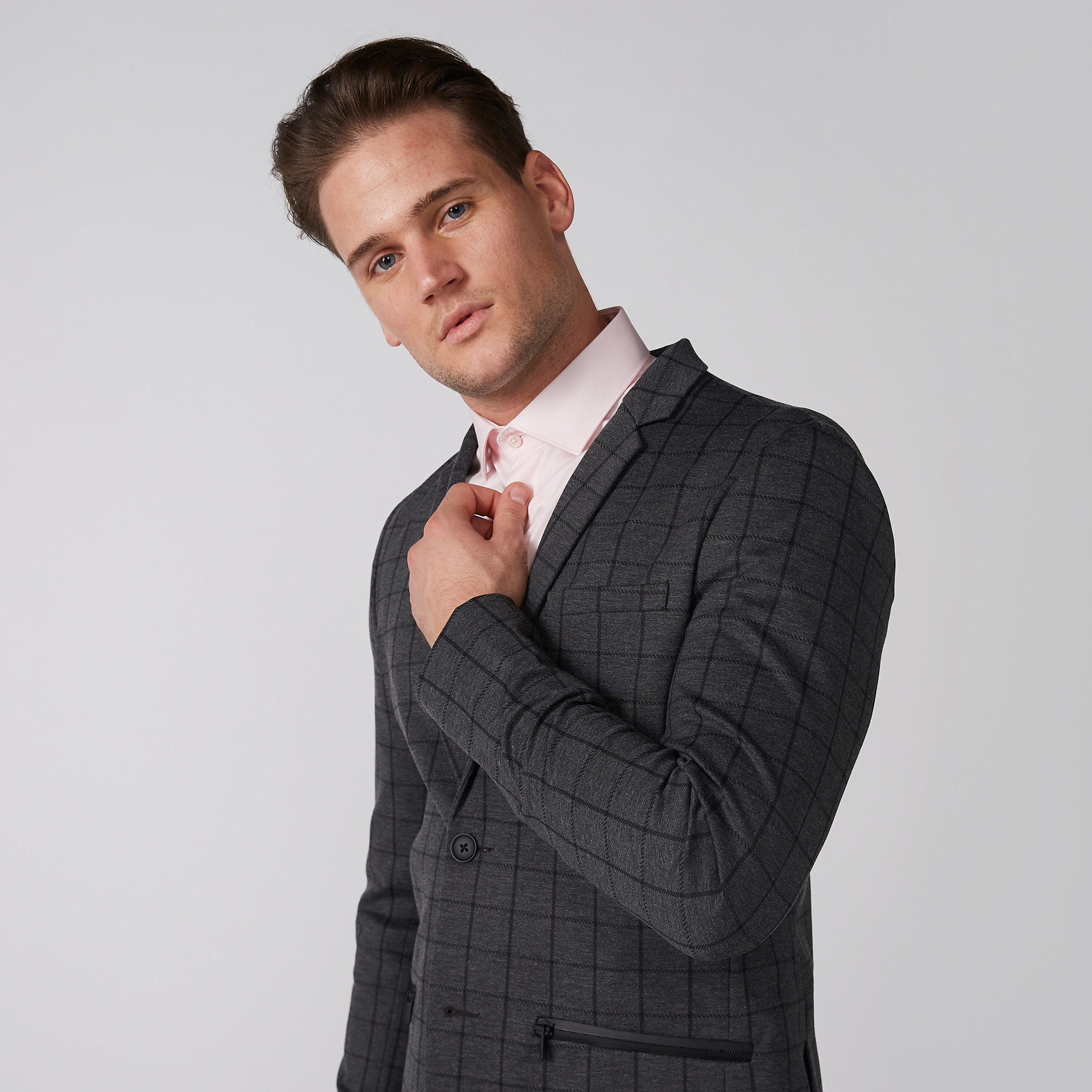 جاكيت بليزر كاروهات بأكمام طويلة وجيب-men-winterwear-jacketsandblazers-image-4