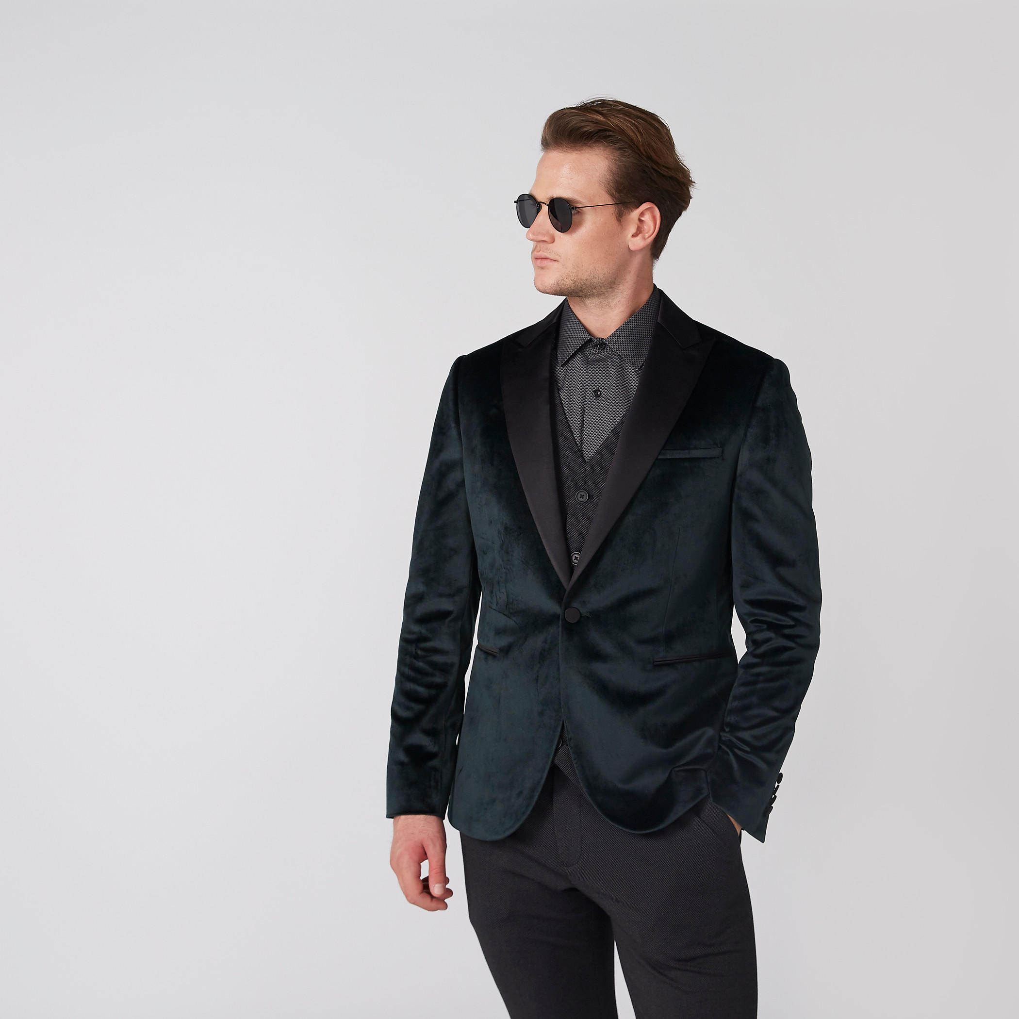 Notched Lapel Textured Blazer with Long Sleeves and Button Closure-men-winterwear-jacketsandblazers-image-1