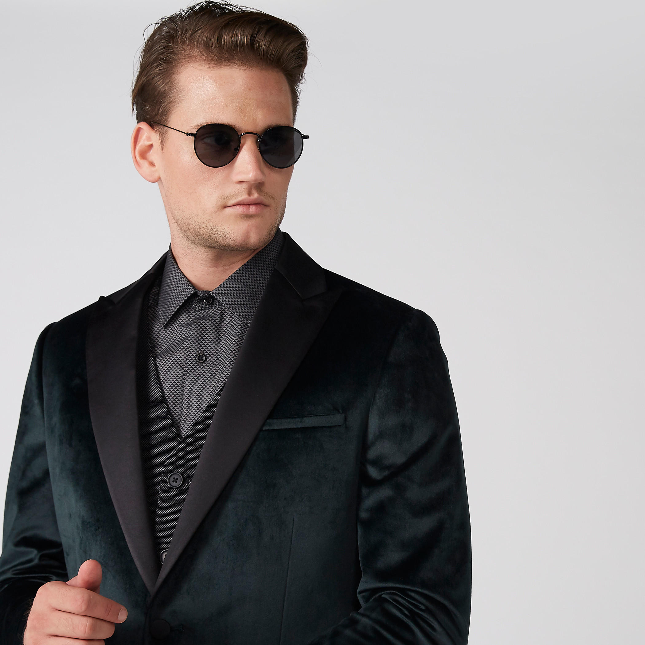 Notched Lapel Textured Blazer with Long Sleeves and Button Closure-men-winterwear-jacketsandblazers-image-2