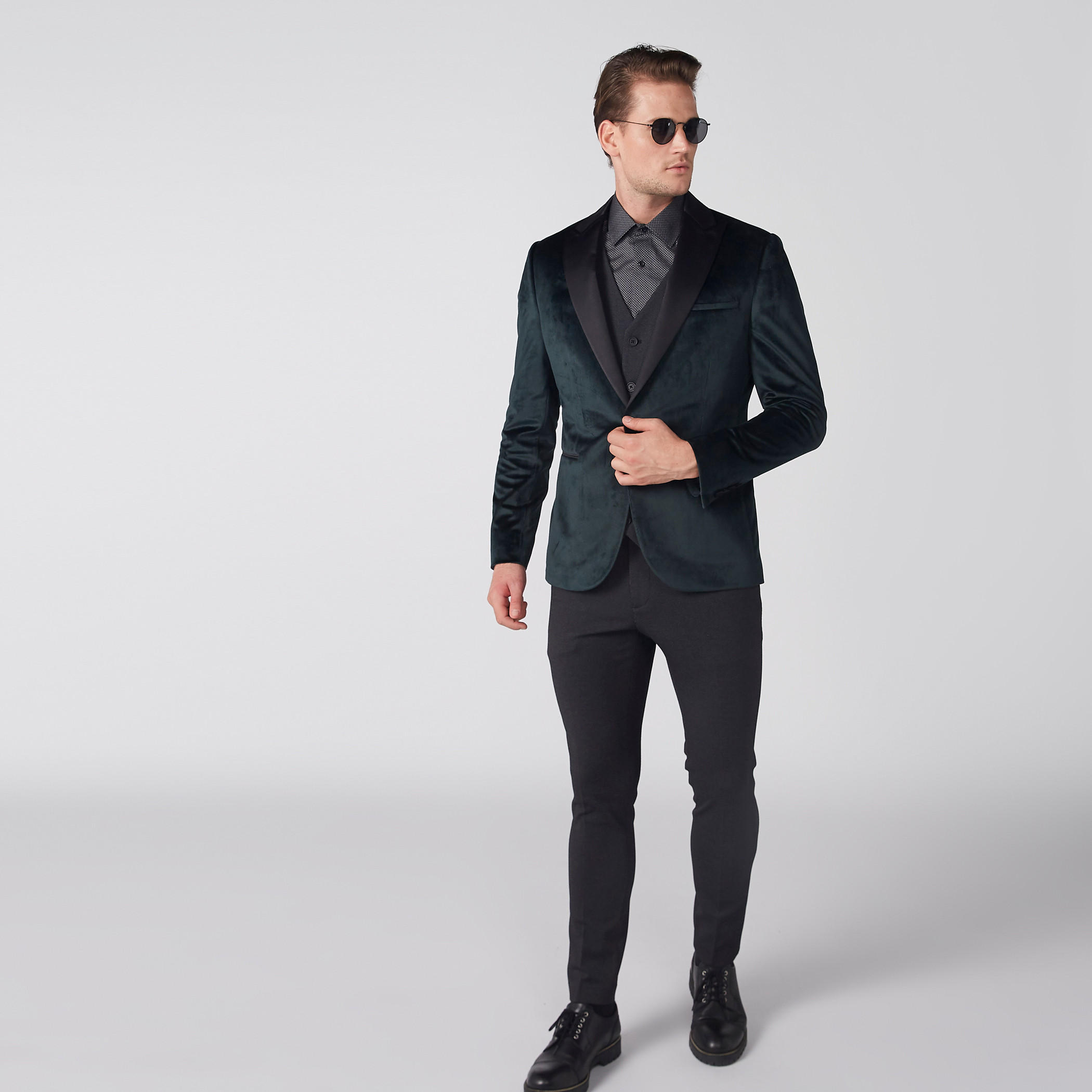 Notched Lapel Textured Blazer with Long Sleeves and Button Closure-men-winterwear-jacketsandblazers-image-3