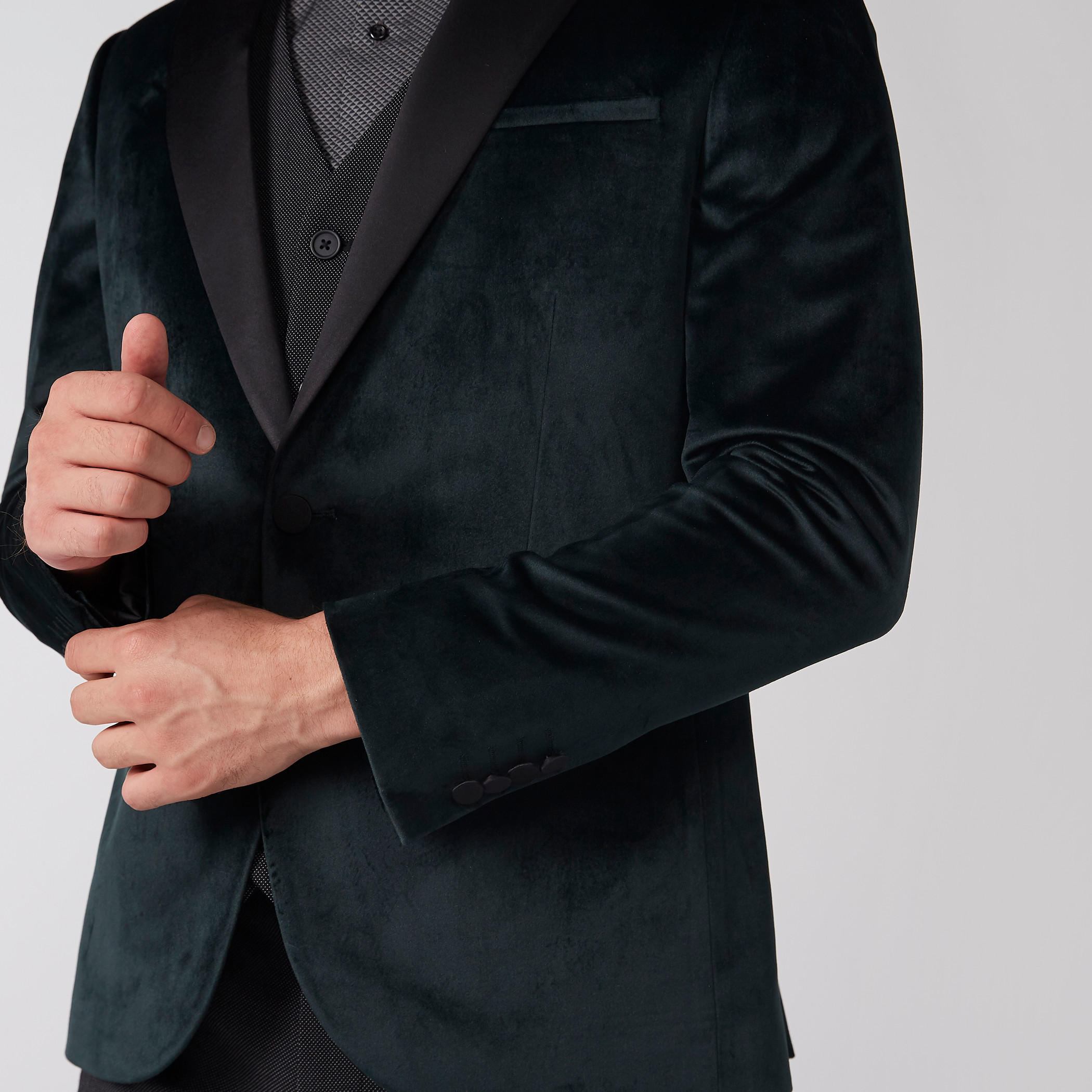Notched Lapel Textured Blazer with Long Sleeves and Button Closure-men-winterwear-jacketsandblazers-image-4