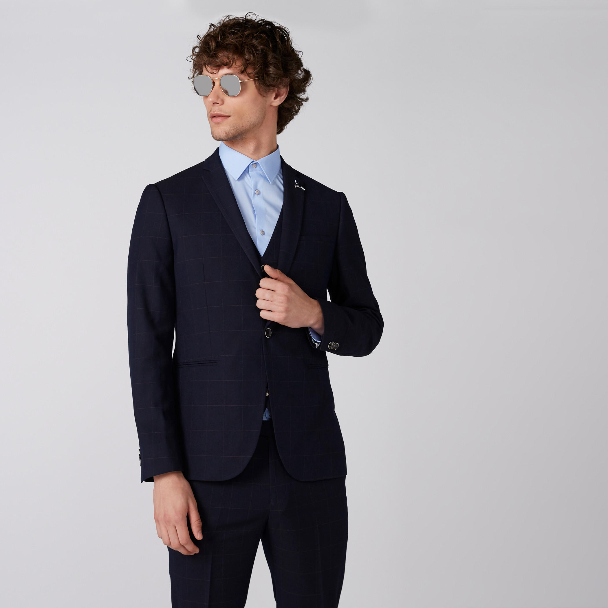 جاكيت بليزر كاروهات بياقة طويلة وأكمام-men-winterwear-jacketsandblazers-image-1